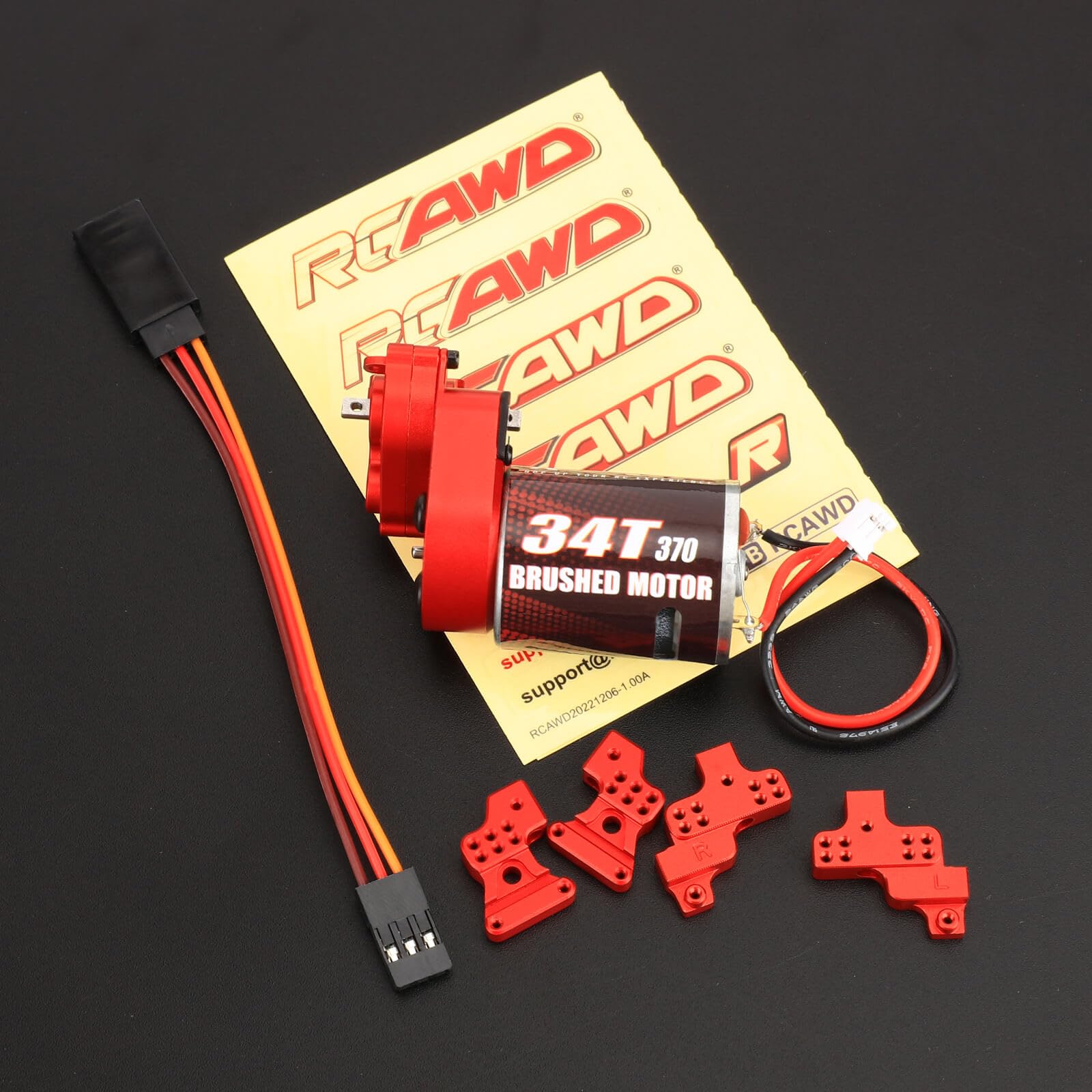 RCAWD SCX24 Upgrades: 050 55T Carbon Brushed Motor & Metal Gearbox Combo For Axial 1/24 Scale RC Crawlers - View #5