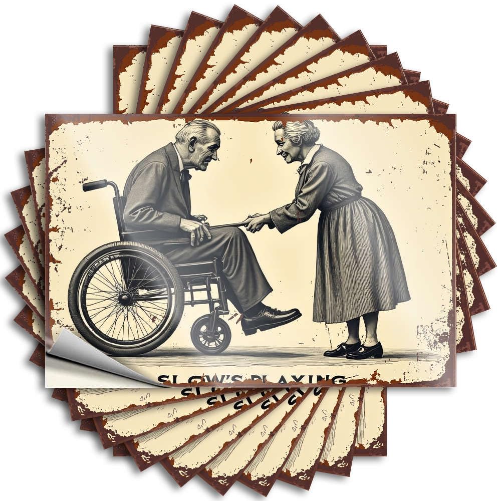 Encouraging Saying, Bathroom Gifts Laptop A Woman Helps an Elderly Man in A Wheelchair. | Funny Quote Sports Decals(8X12CM)