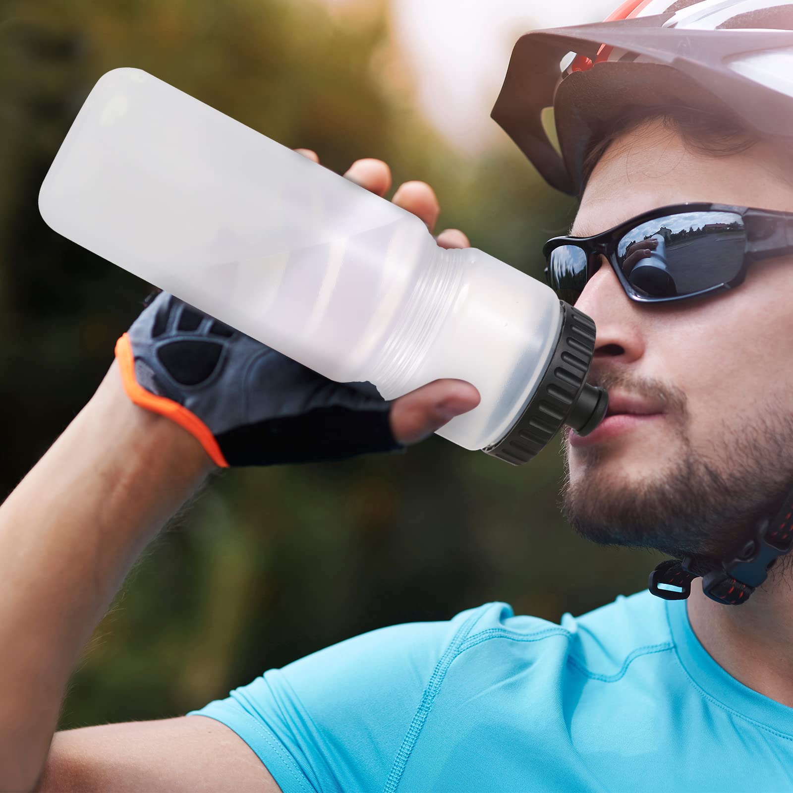 Mimorou Wasserflaschen für Sport, zum Quetschen, 758 ml, Sport-Wasserflaschen mit leicht zu öffnendem Push/Pull-Kappe, wiederverwendbare Kunststoff-Wasserflaschen für Fahrräder, Weiß, 12 Stück