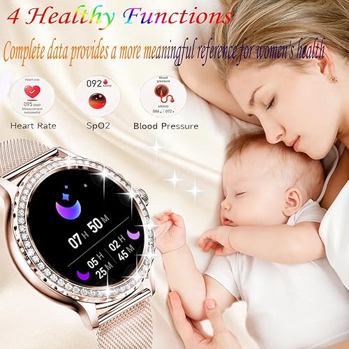 Miniatura 4 de HQNLSY Reloj inteligente para mujer con diamantes (respuestahacer llamadas), reloj inteligente con pantalla táctil completa de 1.3 pulgadas para