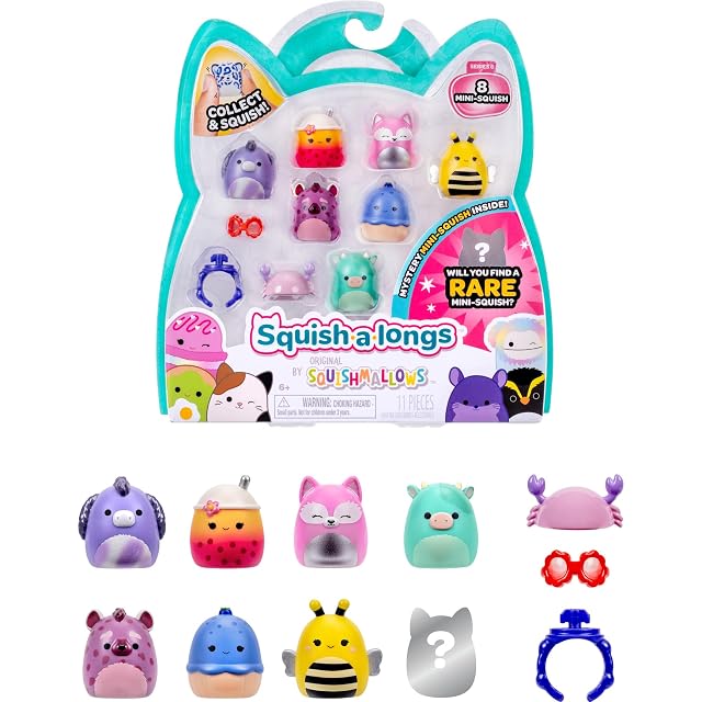 Pokémon Pack de 8 Mini-Squish de Squish-a-Longs (Ola 6, Estilo 3) (8) Mini-Squish de 2,5 cm (2) Accesorios…
