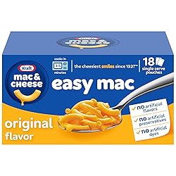 Kraft Easy Mac Original Mac & Cheese Macaroni and Cheese Dinner Microwavable Dinner, 18 ct Packets