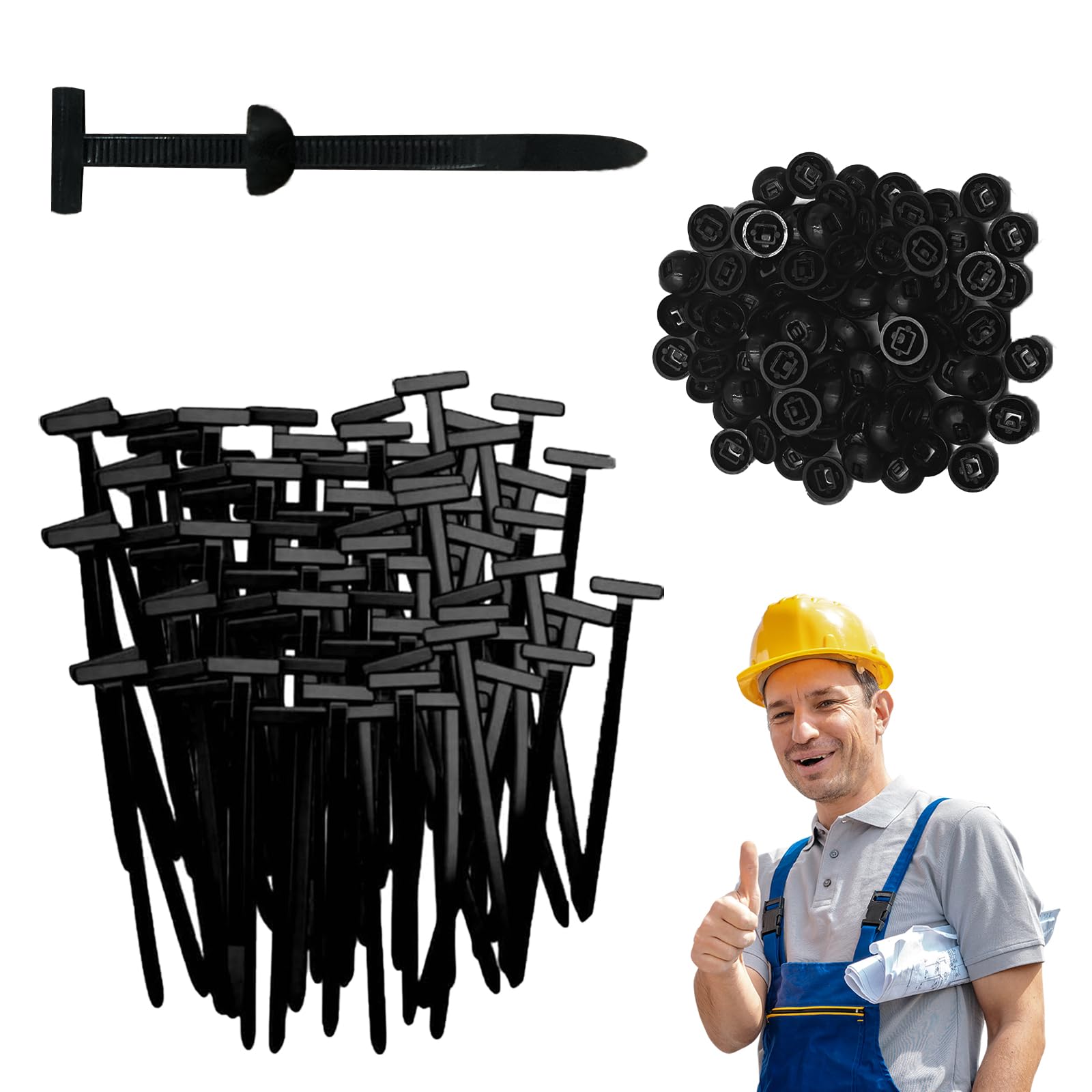 150Pcs Nylon Cable Tie Buckle with Pin & Button | Nylon Zip Ties Holder
