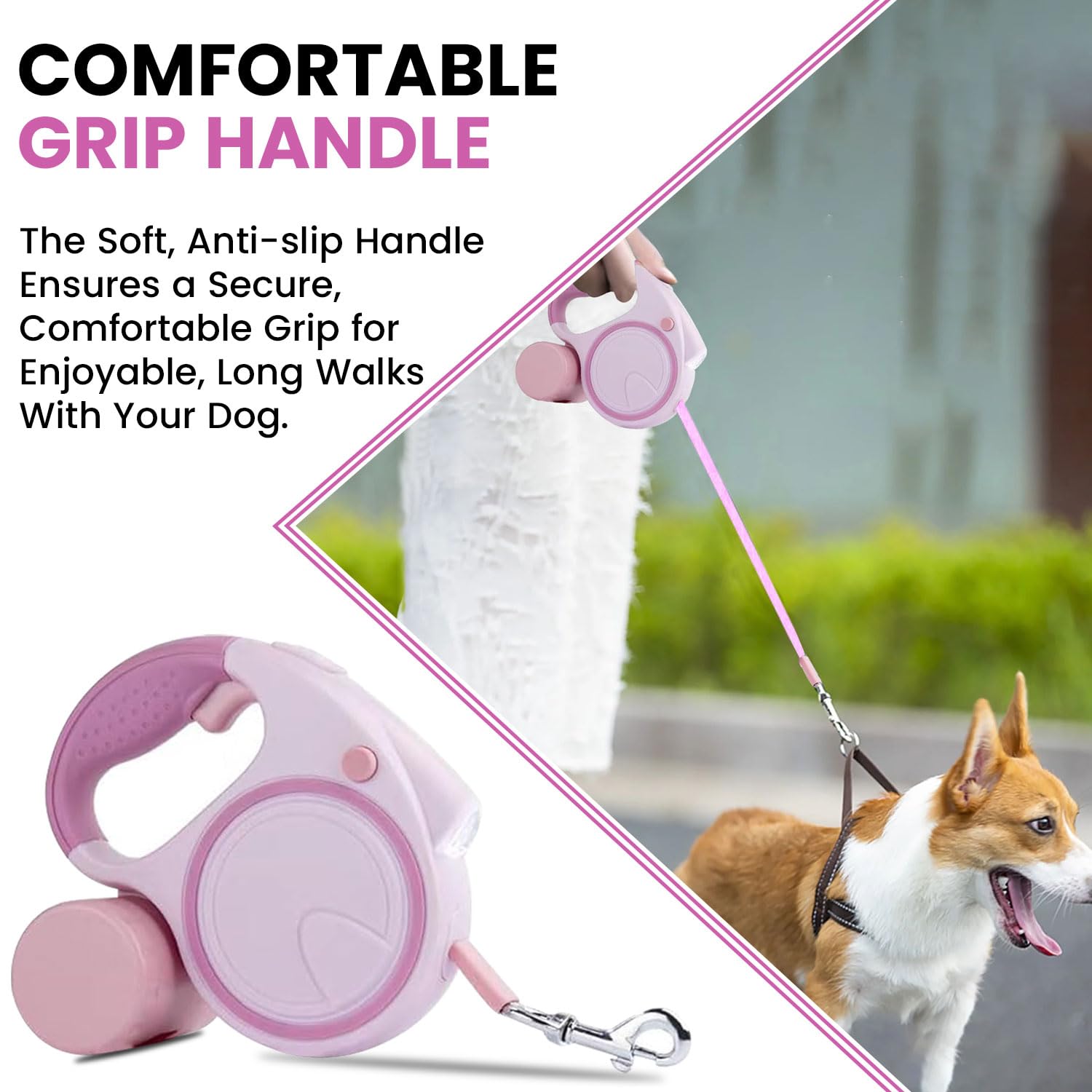 Best Dog Supplies Lot de 4 laisses rétractables pour chien avec lumière, distributeur de sacs à déjections, support de sac à déjections canines, 2 cordes élastiques