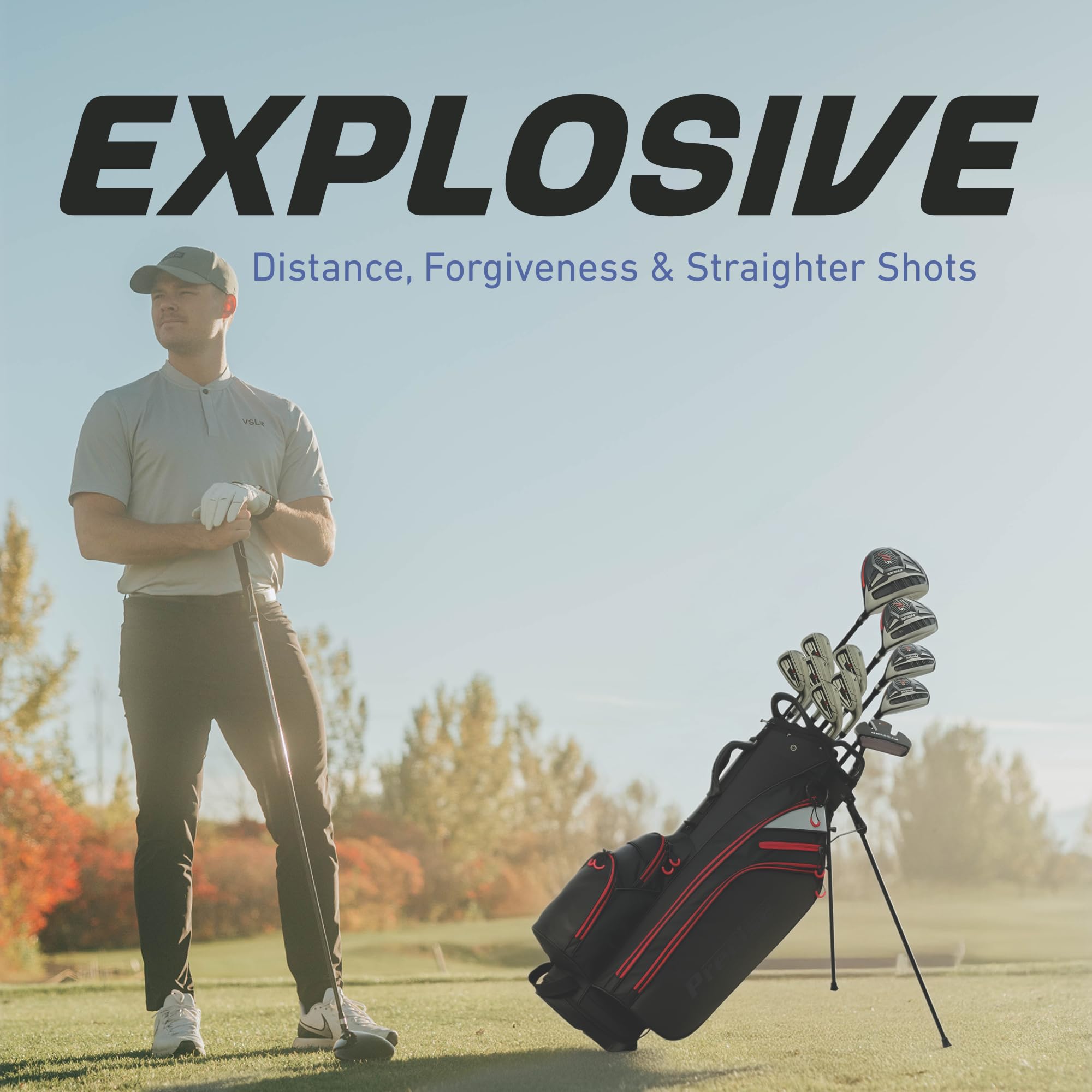 Precise M5 Pro - Set completo di mazze da golf da uomo, 6-4 driver in titanio, legno in acciaio inox 17-4, ferri 431 SS, borsa deluxe con supporto, 12 mazze + copricapi