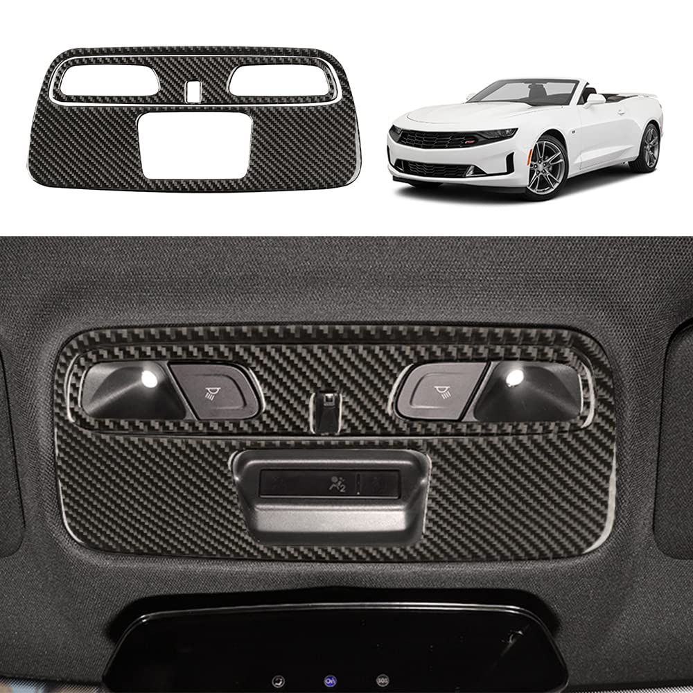 YOFAMO Carbon Fiber Roof Reading Light Lamp Sticker Decal Panel Interior Trim Cover for Chevrolet Camaro 2016 2017 2018 2019 2020 Decoration Accessories(2PCS Black)