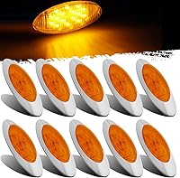 Vista 1 de Partsam Peterbilt Kenworth Freightliner - 10 luces LED de 6.5 pulgadas, color ámbar ovalado, 16 luces laterales con bisel cromado de repuesto