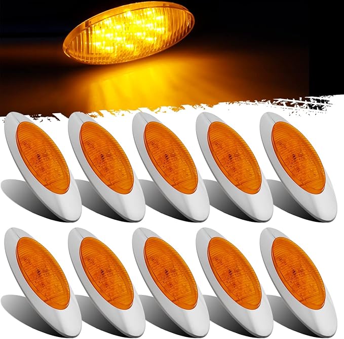 Partsam 10Pcs 61/2inch Amber Clearance/Marker Light 16LED Truck Side