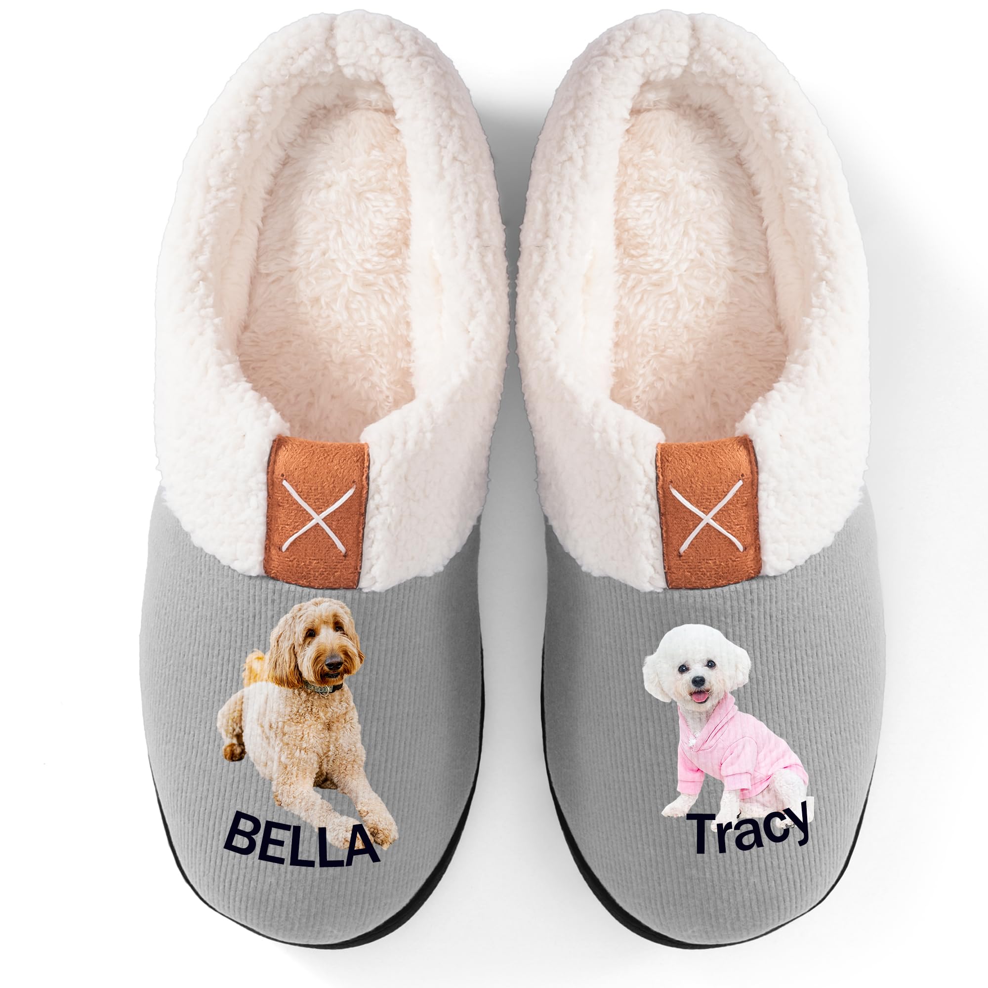GrivcyPersonalized Slippers for Womens Warm with Photo/Text, Custom House  Slippers for Women with Fluffy Plush Lined house shoes for Living Room