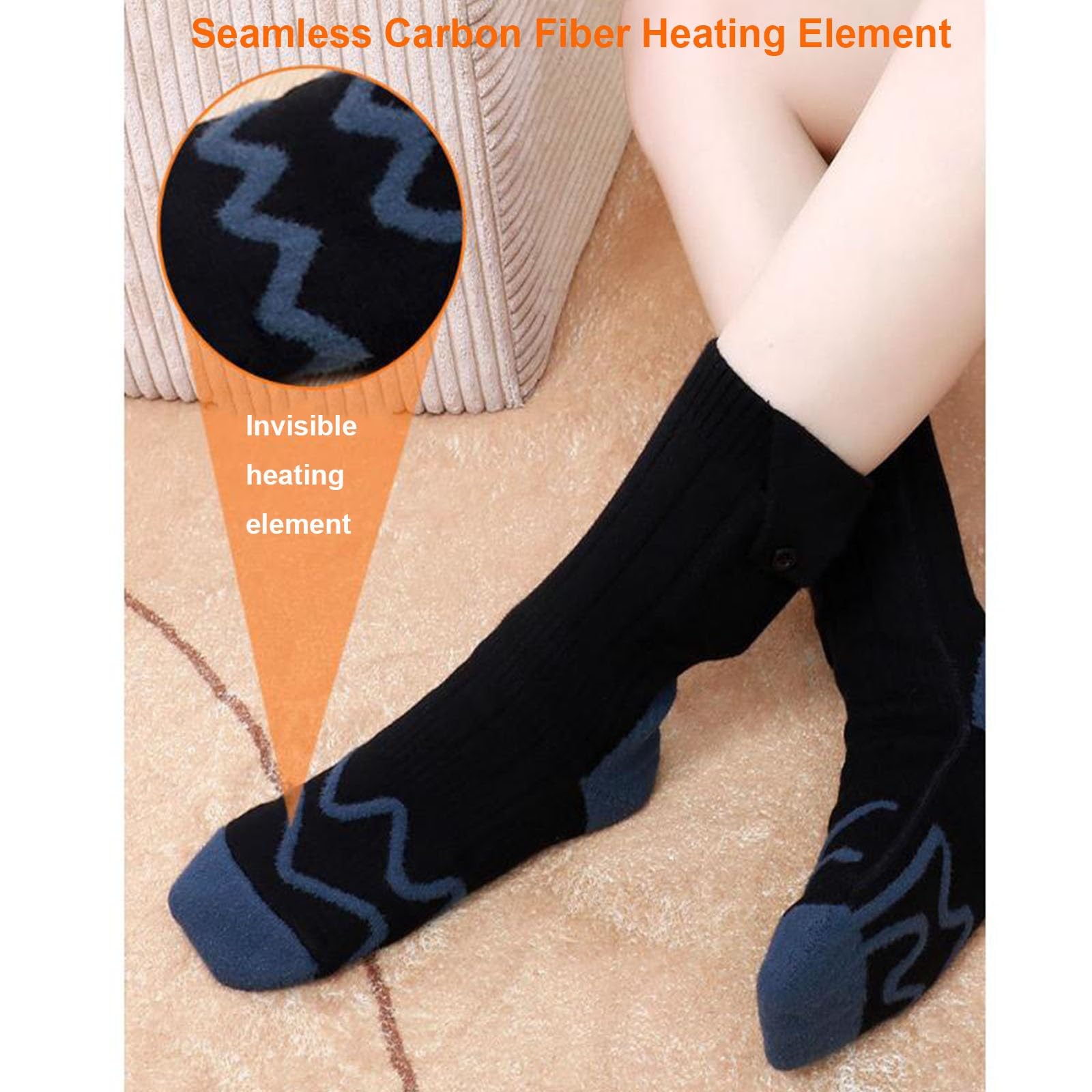 Calze Riscaldate a Batteria, Calzini Riscaldanti per Uomo & Donna, con Batteria da 5000 mAh, per Uomo e Donna, per Sci, Inverno, Caccia, Campeggio