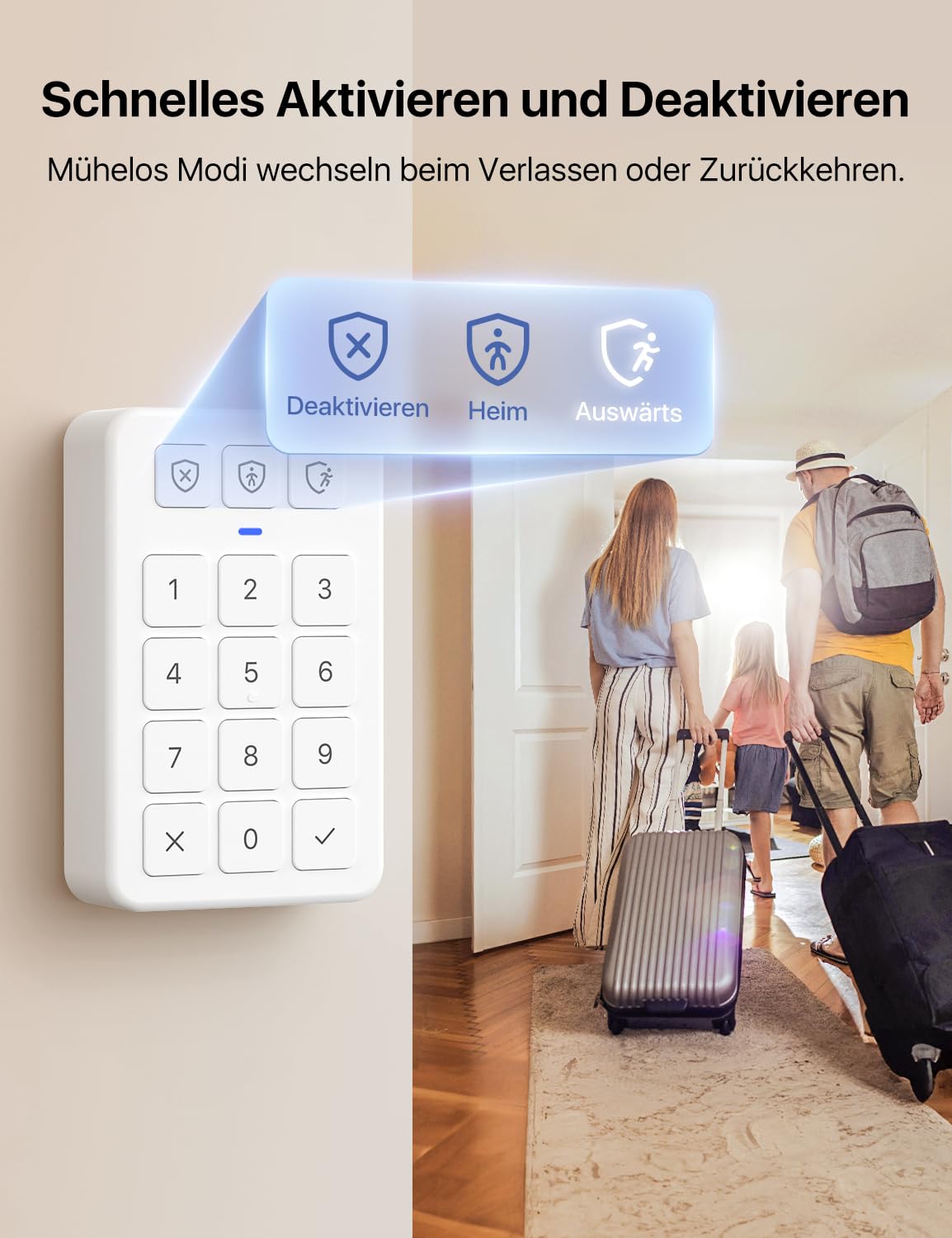 X-Sense Smart Home Sicherheitssystem AS12, Alarmanlage für Tür und Fenster, Codeschloss für die Haustür mit App, funktioniert mit Alexa, Tür- und Fenstersensoren, Bewegungsmeldern, Smart Home Keypad
