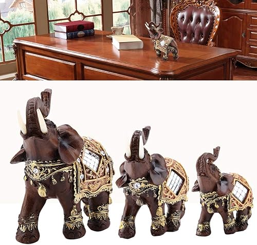 Miniatura 9 de Hilitand Lucky Wealth - Estatua de elefante, escultura de grano de madera de Feng Shui, decoración de escritorio para el hogar, regalo (S)