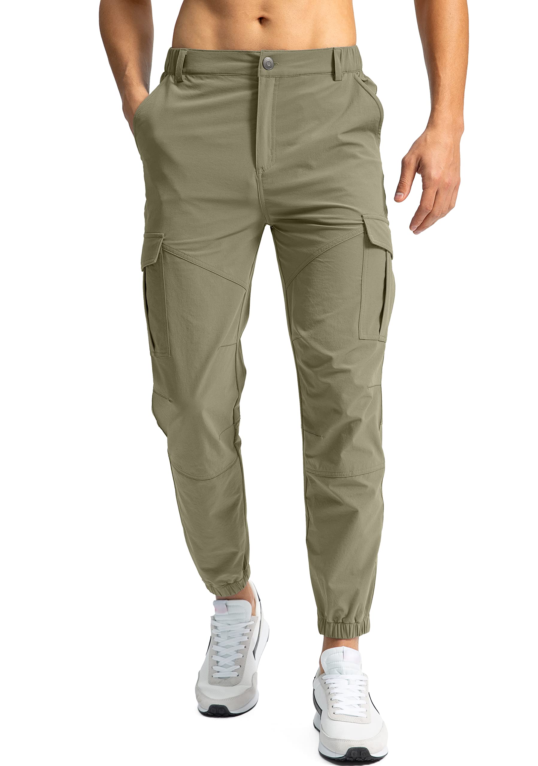 Pinkbomb Men's Hiking Cargo Pants with 7 Pockets Slim Fit Stretch Joggers Golf Cargo Work Pants for Men