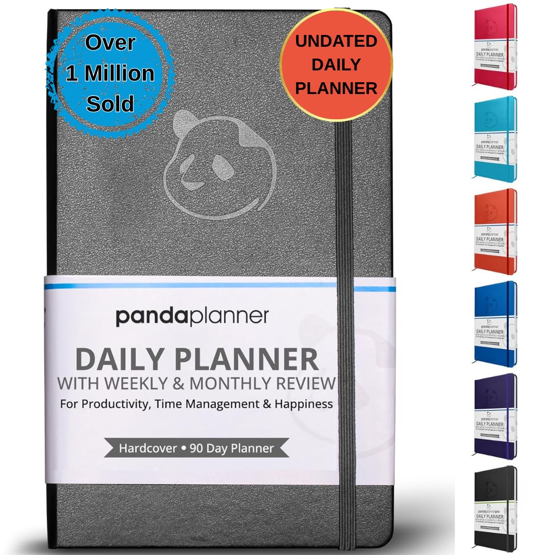 Daily Planner 2019-2020 by Panda Planner | High Performance Time Management Undated Planner | Calendar and Gratitude Journal to Increase Productivity | Undated Monthly Weekly Day Planner, Black