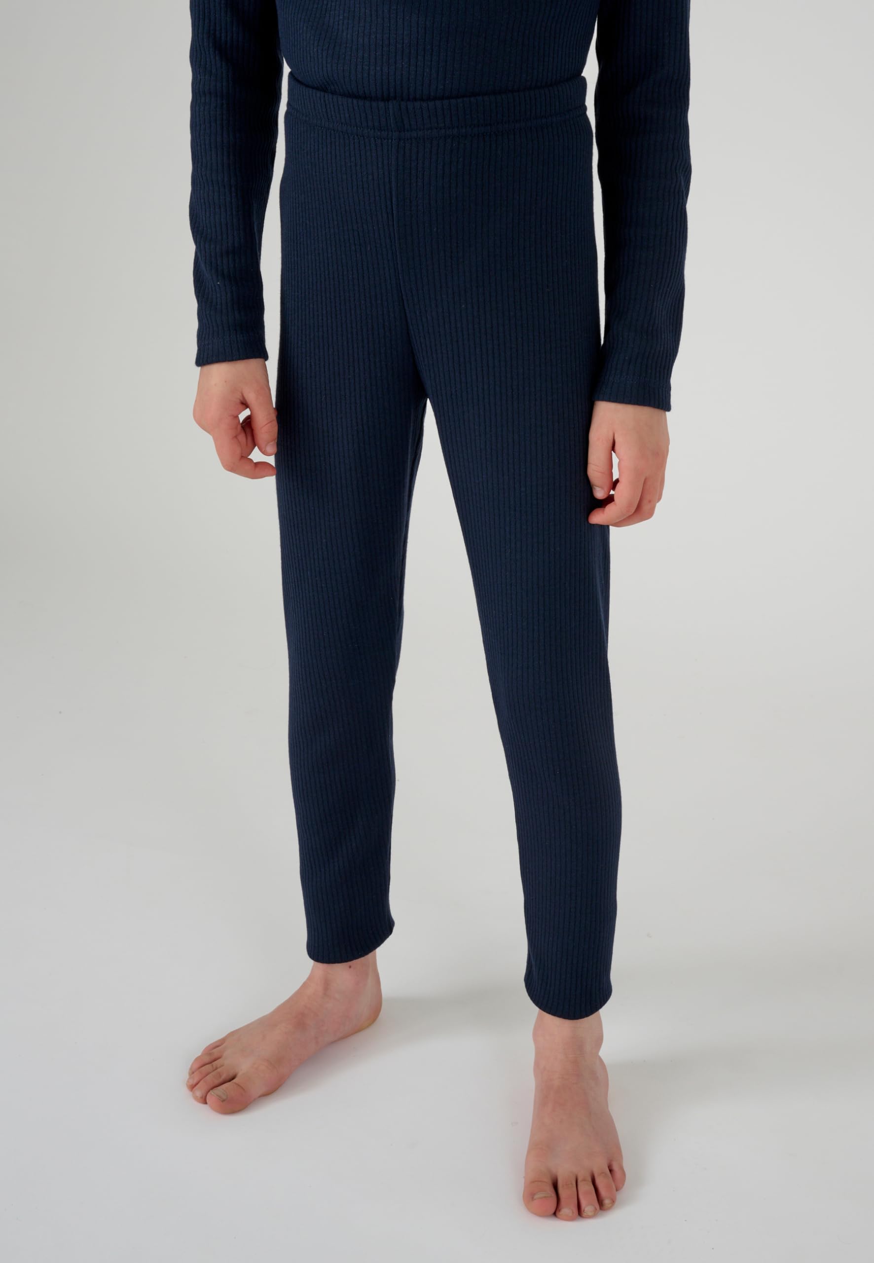 Damart - Caleçon Thermique Thermolactyl Côtes Molletonnées Enfant Bleu Taille 14ans