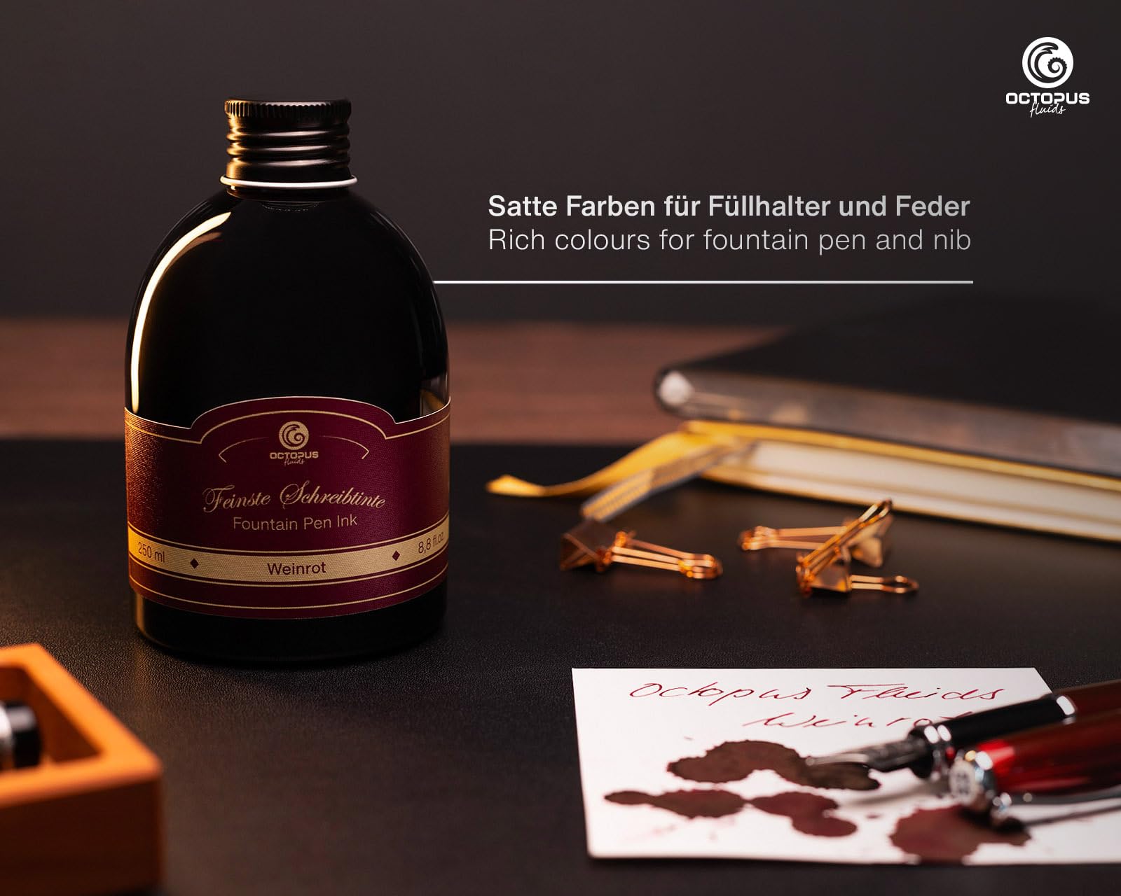 Vulpeninkt in praktische navulfles, schrijfinkt voor vulpen, vulpeninkt, kalligrafie-inkt in rood 250 ml Vulpeninkt in praktische navulfles, schrijfinkt voor vulpen, vulpeninkt, kalligrafie-inkt in rood 250 ml