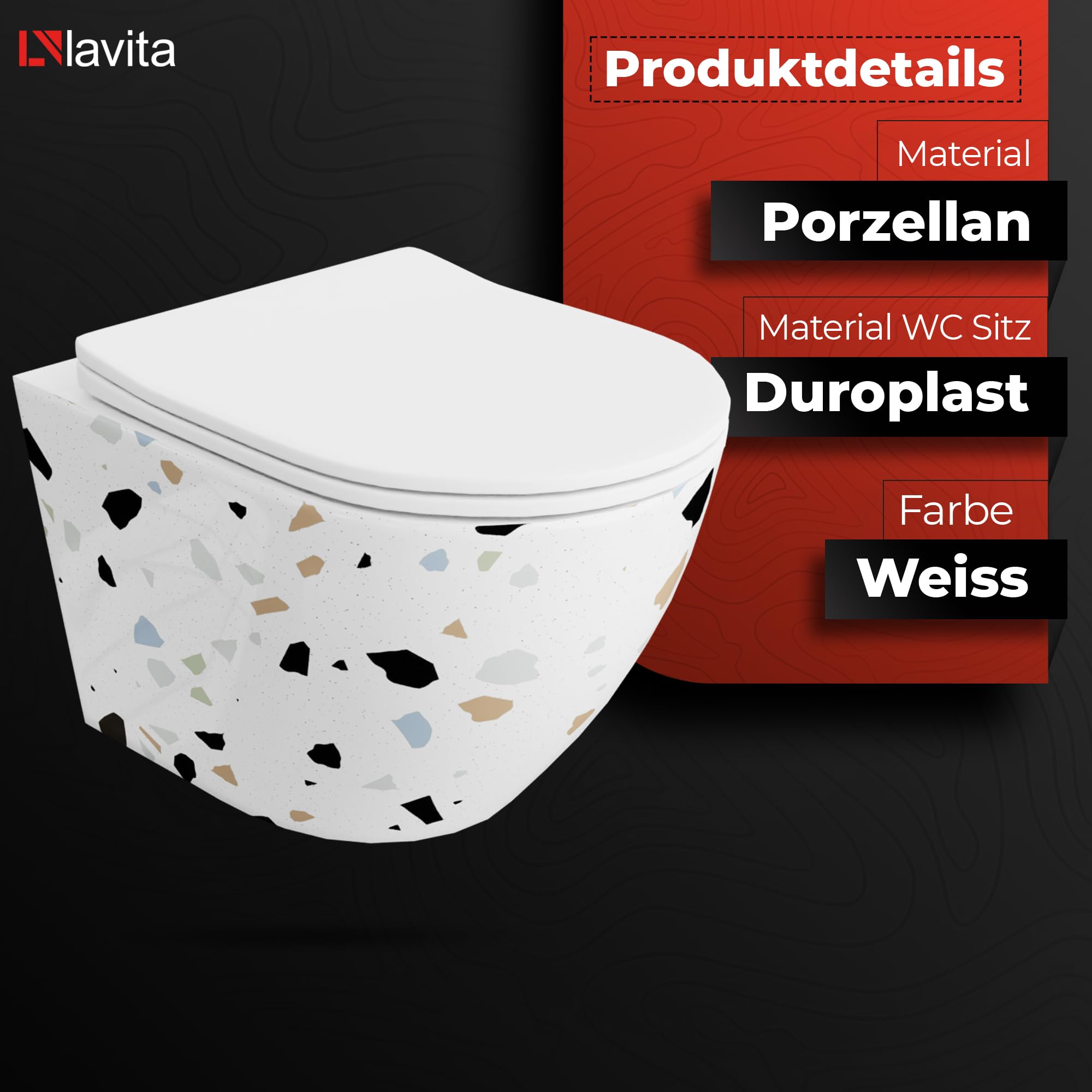 Lavita Vorwandelement Solido Start + Wand Hänge WC Sofi Slim Stone Weiß Spülrandlos + WC Sitz mit Absenkautomatik Verchromter Knopf Komplettset Unterputz Spülkasten Toilette Komplett Sett WC