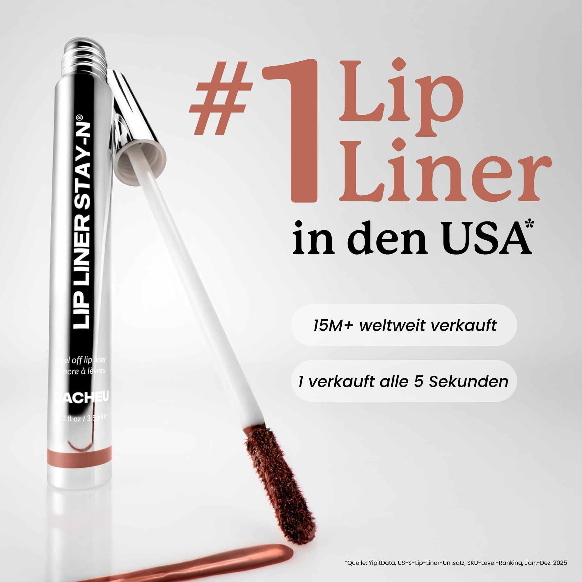 Sacheu Lip Liner STAY-N Peel Off Lip Stain Set, Core-Set, 3er-Pack | Farbtöne p-INKED (Rosa), HEY-zel (Goldbraun) & MUAH-VE (Mauve), wasserfest, wischfest, matt