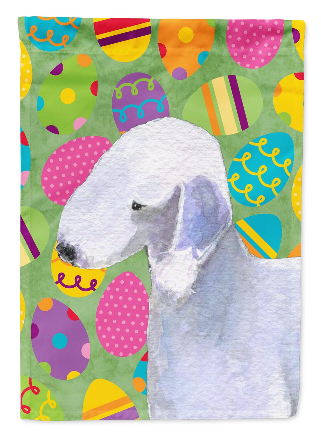 Drapeau de jardin Bedlington Terrier pour animer vos chasses aux œufs en famille