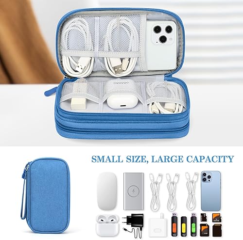 Vista 62 de FYY Organizador para cosas electrónicas, para viajes, para cables, cargadores, celular y auriculares, estuche portátil, impermeable, doble capa