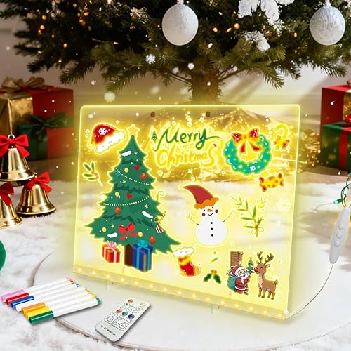 Leopacat LED Notiztafel aus Acrylglas, Leuchtende Schreibtafel mit 7 Farben & Fe