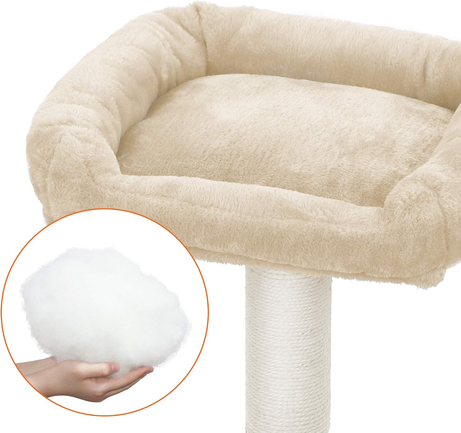 FEANDREA Multilevel Cat Tree with Cat Cave, Basket Lounger, and Padded Perch, Beige Cat Tower, Stable and Safe Plush Cat Condo with Sisal Posts for Kitten, Old Cat, Chubby Cat UPCT52M
