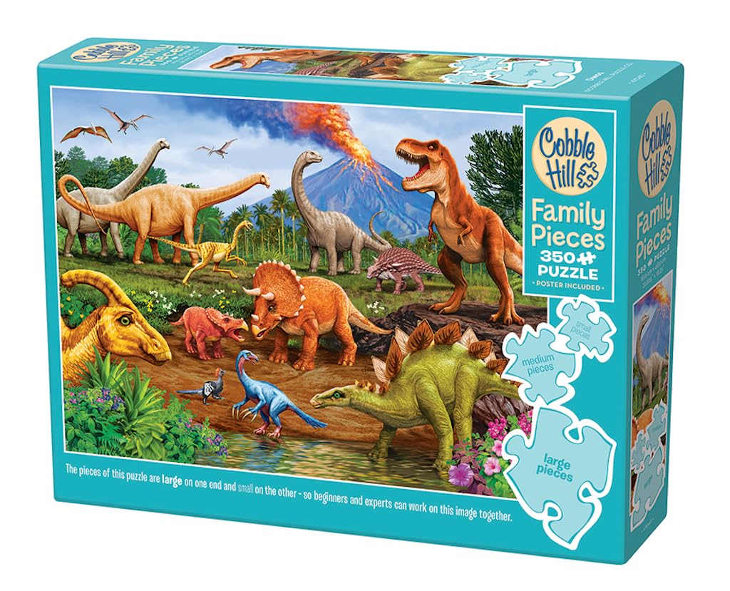 Cobble Hill 350 Piece Jigsaw Puzzle - Dinos - Sample Poster Included, 26.625 x 19.25 inches