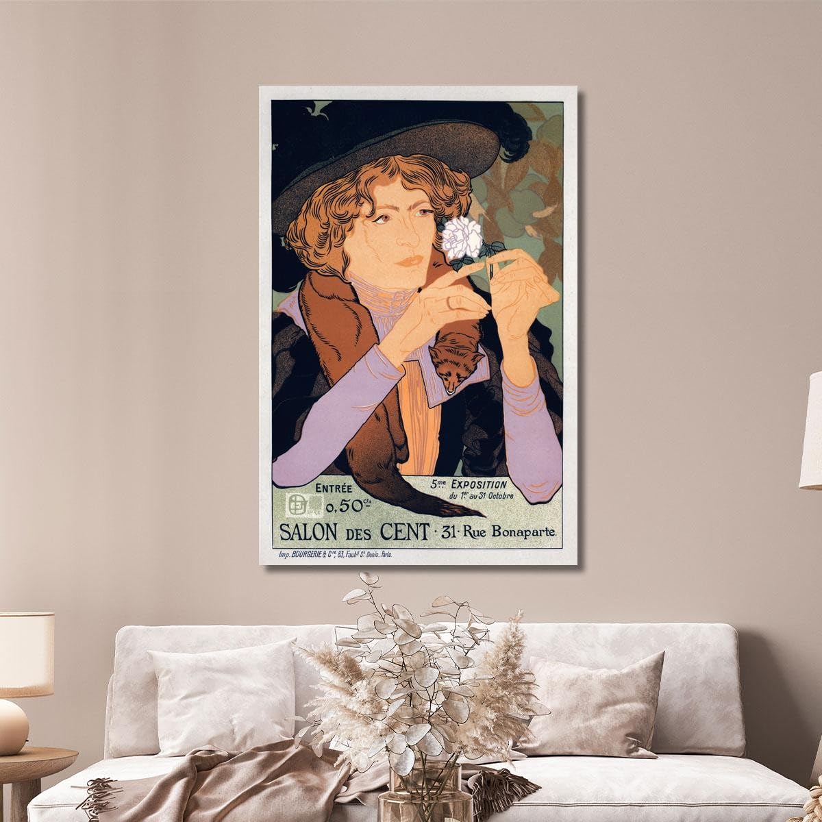 Cartel para la quinta exposición de arte del Salon des Cent Georges de Feure, gdf2 Cuadro impreso sobre lienzo Fine Art, enmarcado listo para colgar, montado a mano, 100 x 70 cm
