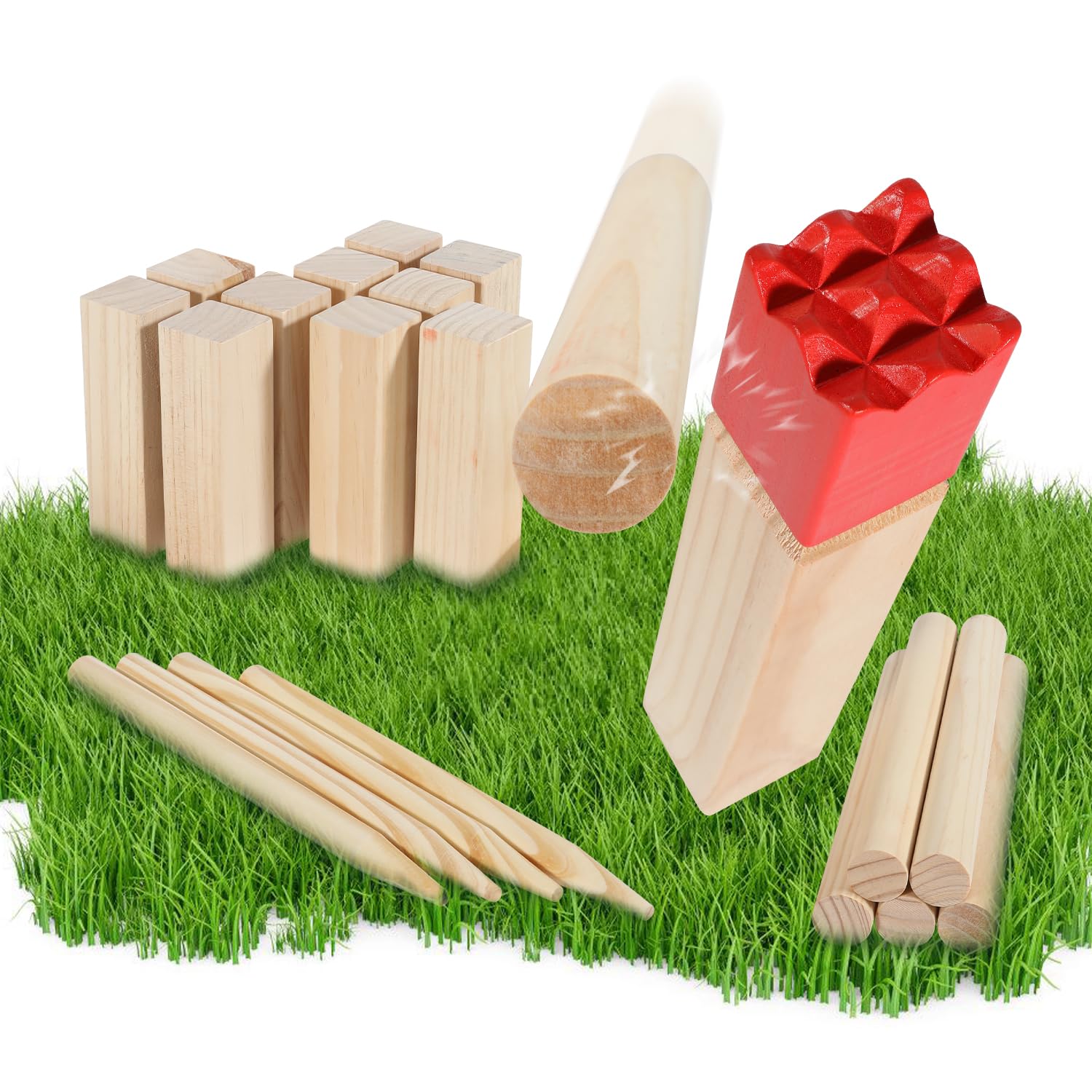 Original Kubb Wikinger Wurfspiel mit Tragetasche & Spielanleitung – Hochwertiges Schwedisches Schach aus FSC-zertifiziertem Gummibaumholz – Robustes Outdoor-Spiel für Garten, Strand und Park