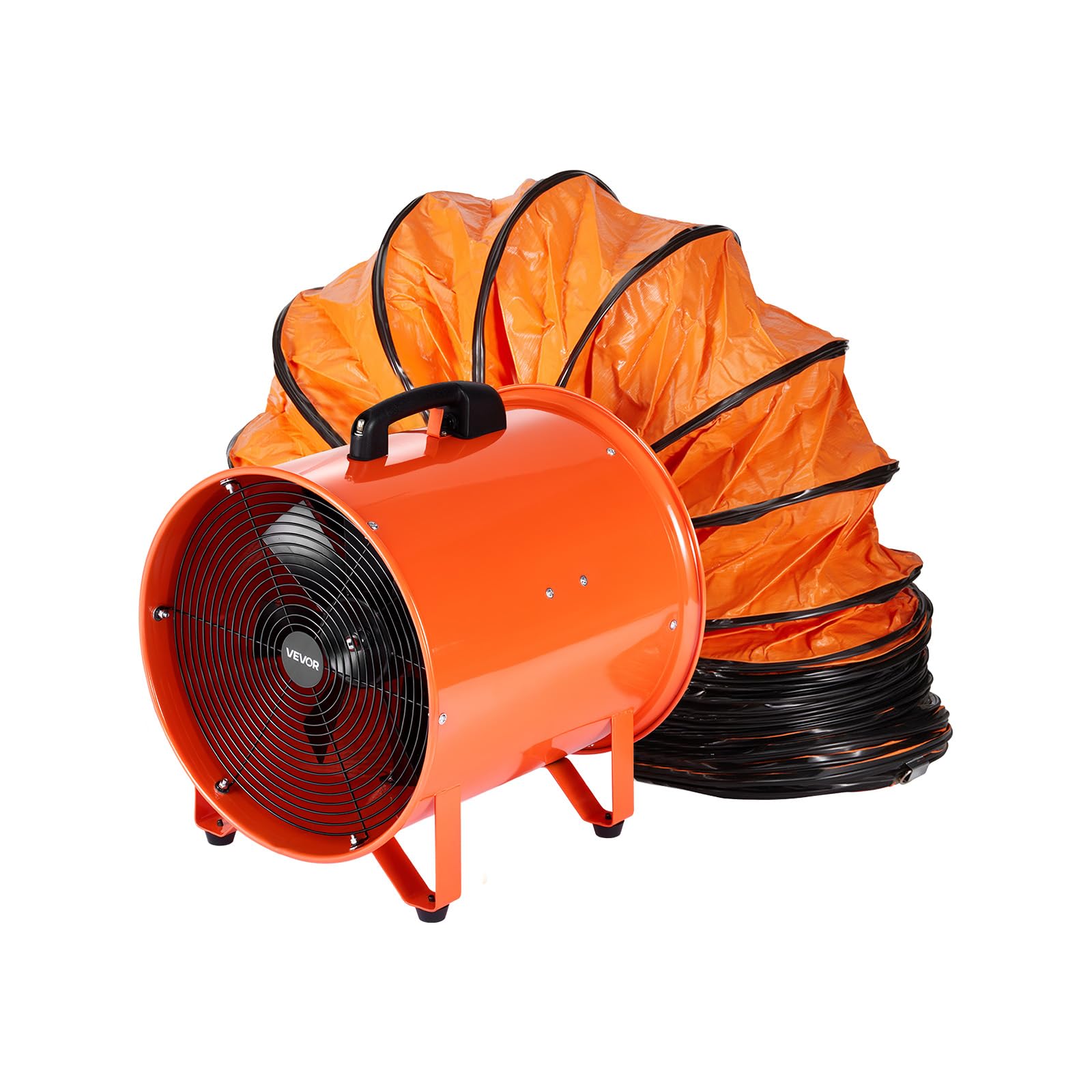 VEVOR Bauventilator 592-W-AC-Motor Baugebläse Baulüfter Gebläse 5175 CFM Axiallüfter mit 2-Stufigen Wechselstrommotor 10 m Schlauch Axialgebläse IP44 Wasserdichtigkeit Industrielüfter
