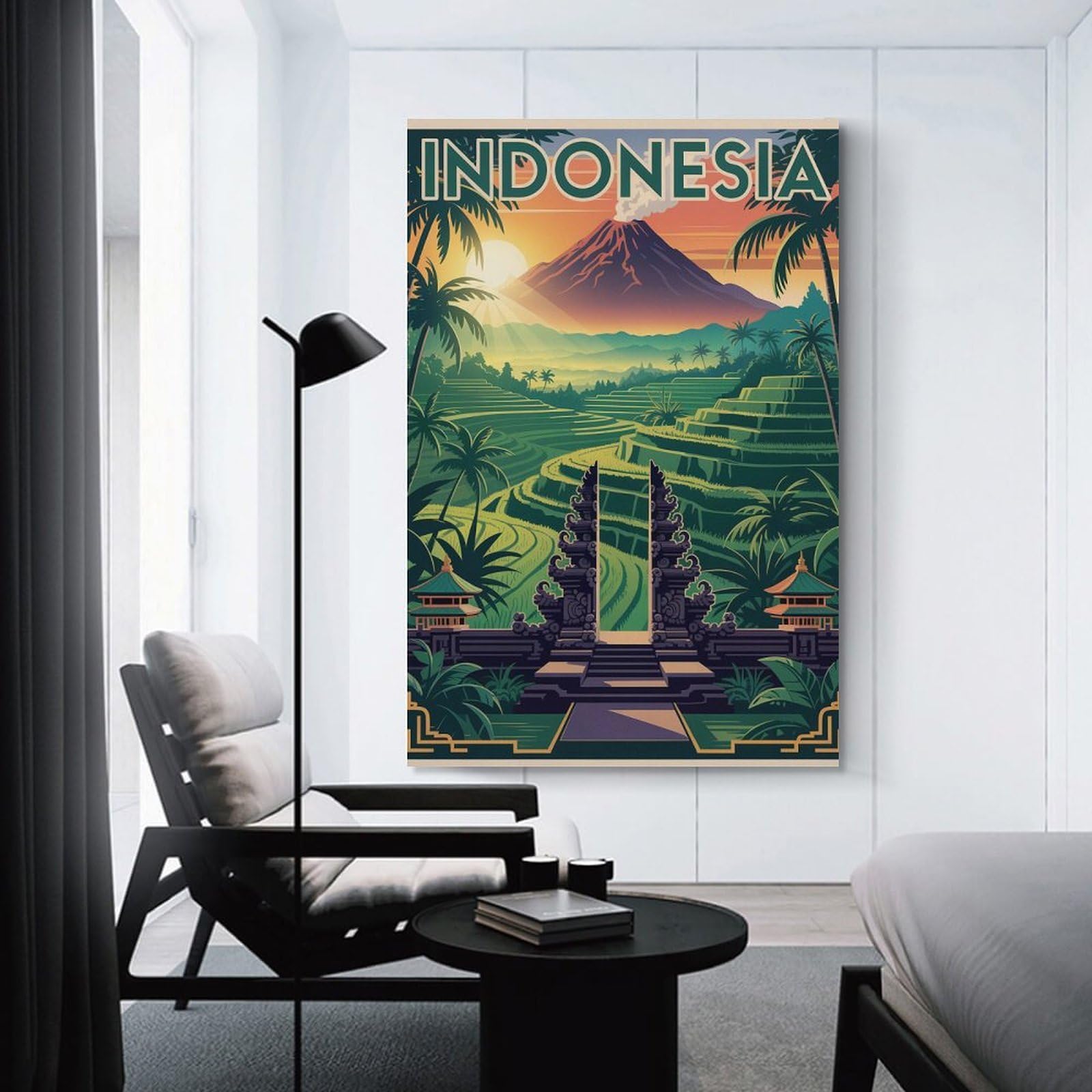 Junmoney Indonesia Travel Decorative Wall Artwork 20x30inch(50x75cm), for Living Room, Bedroom, Office Or Hallway, Decorative Artwork with Broad Appeal