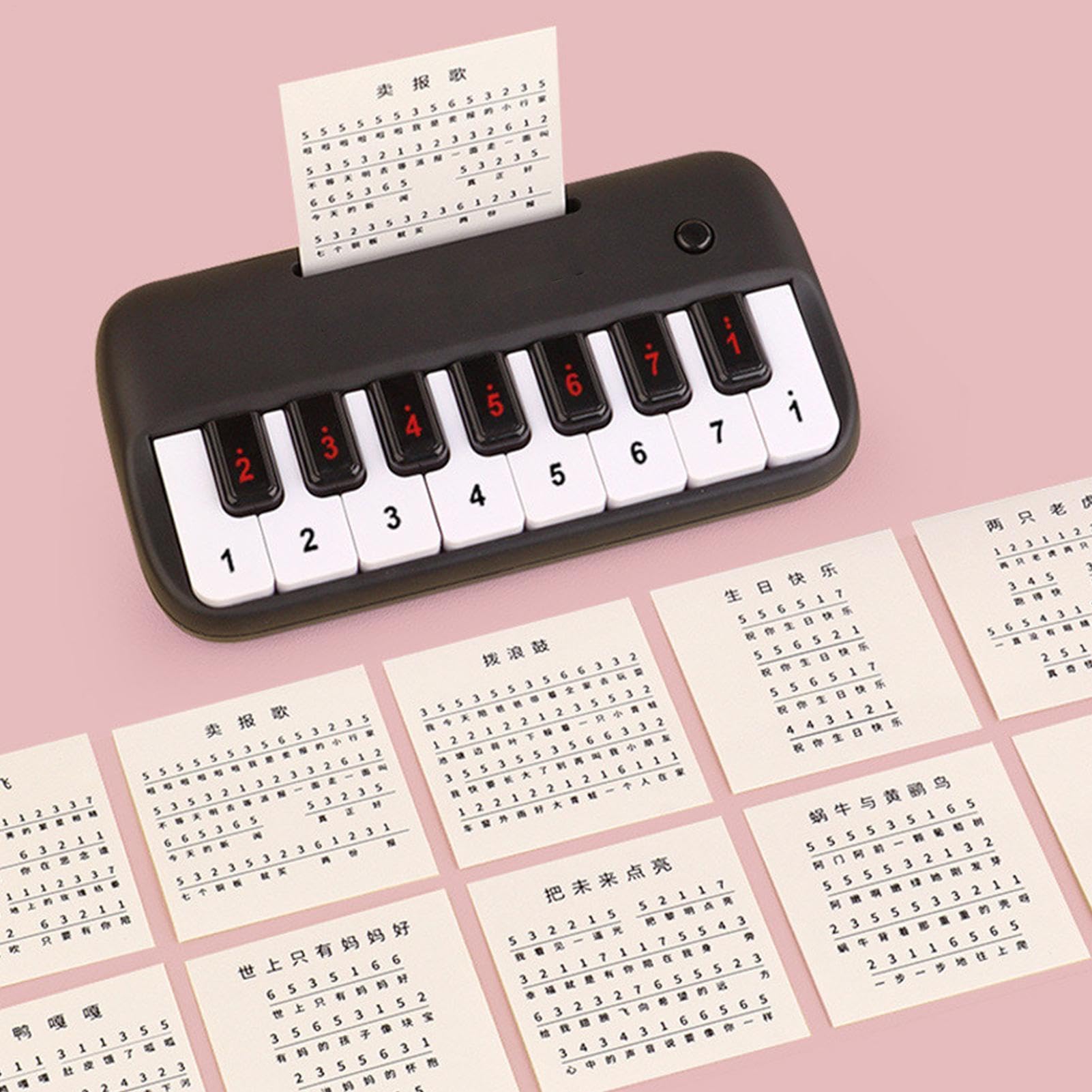Mini piano électronique de poche à 15 touches en un clic pour basculer entre 3 tons différents - Touches lumineuses - Instrument de musique portable intéressant pour voyage, maison, camping en plein