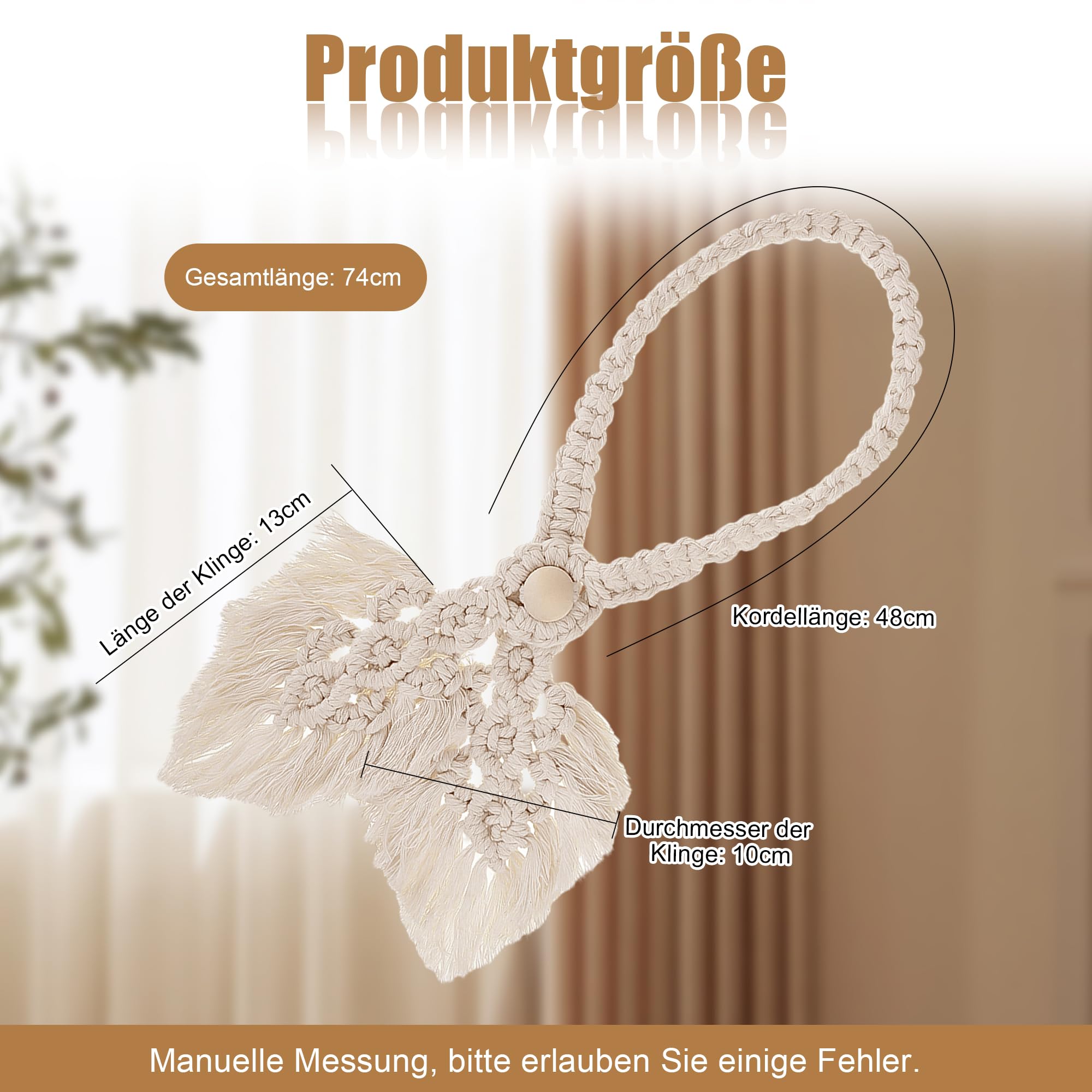 Gordijnhouder macraméblad, gordijn tieback bladeren, boho gordijn