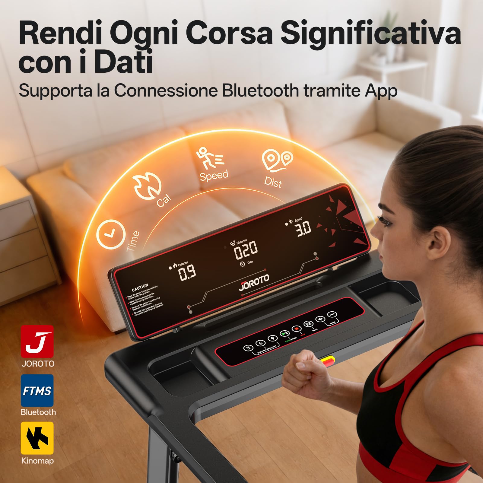 JOROTO Tapis Roulant Pieghevole per Casa, Motore 2,5PS, Pendenza 8%, Velocità 1-12 KM/H, Nastro Largo, Display LED, Portata Max 130KG, Compatto con Maniglie per Camminare e Correre