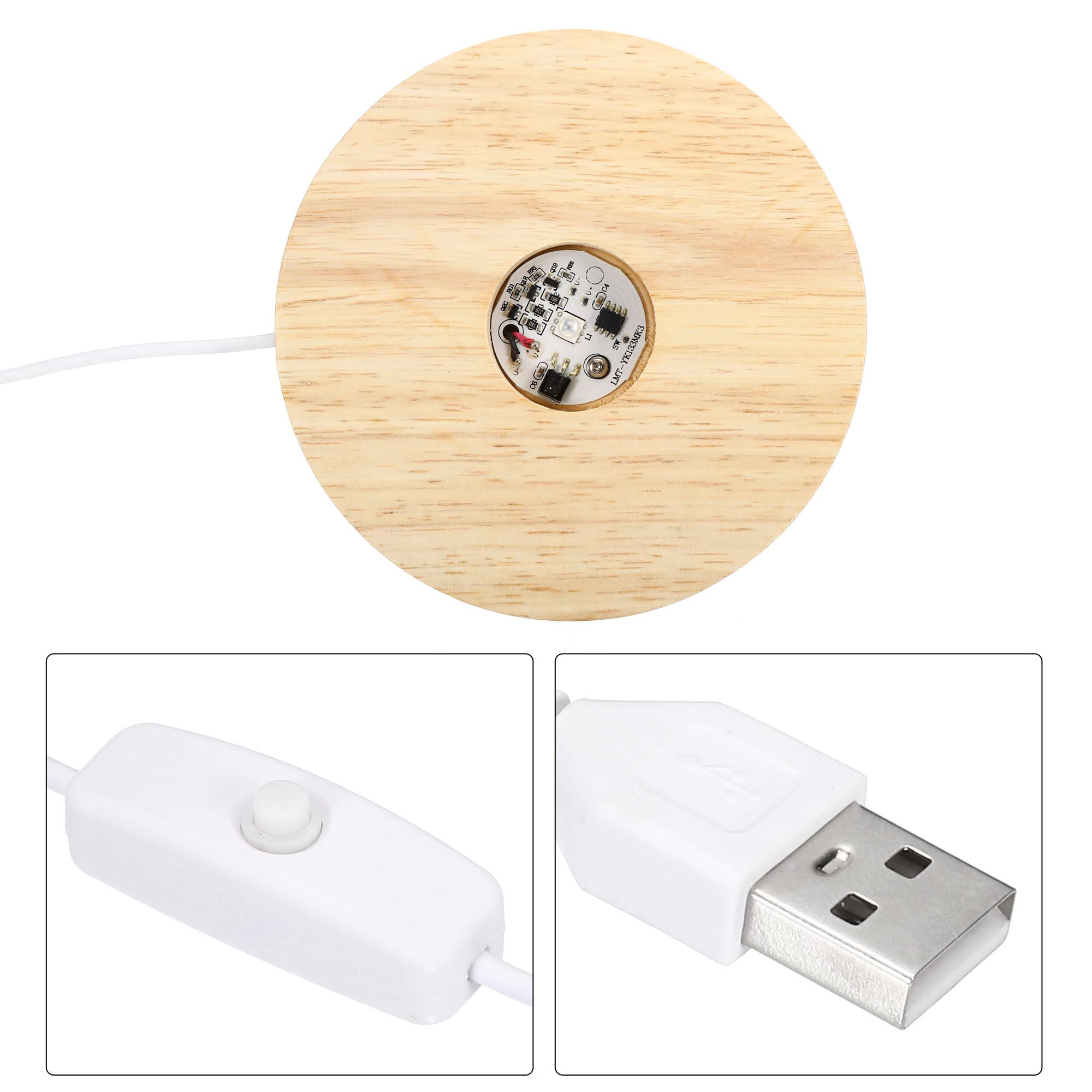 PATIKIL LED Luminaire, Ronde Bois 2.36" Dia Coloré Luminaire Affichage