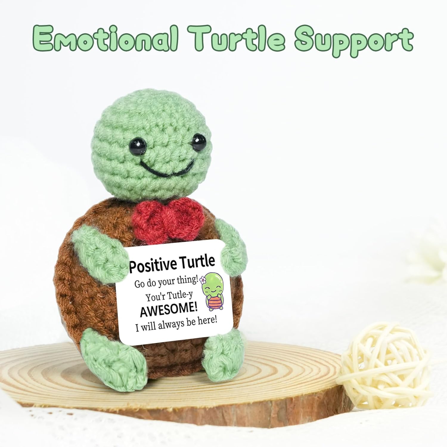 Mini Positive Crochet Turtle, Handmade Emotional Support Crochet, Birthday Gifts for Women Men Presents, Cute Stuff Things for Christmas Teacher Appreciation Gifts (Green) - Image 5