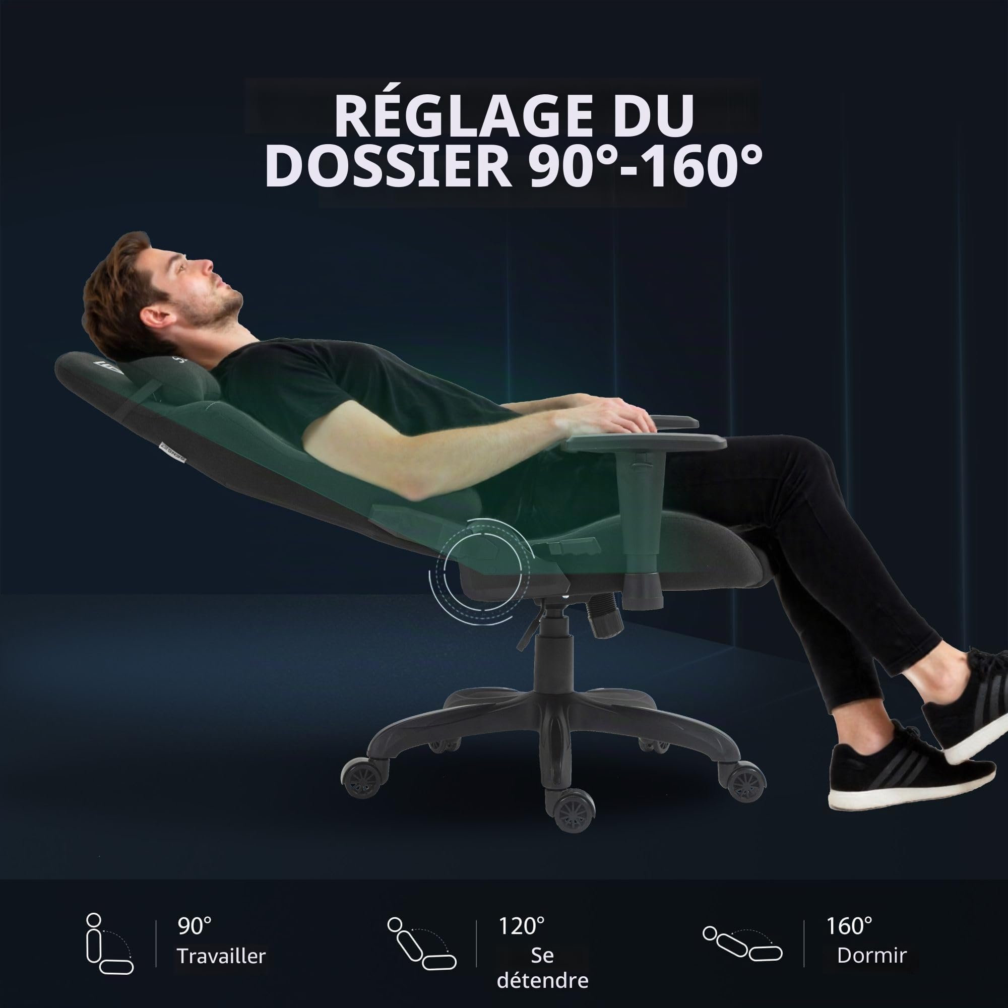 SENSE7 Chaise Gaming Spellcaster Moderne 160° Eco-Cuir 1D Mousse