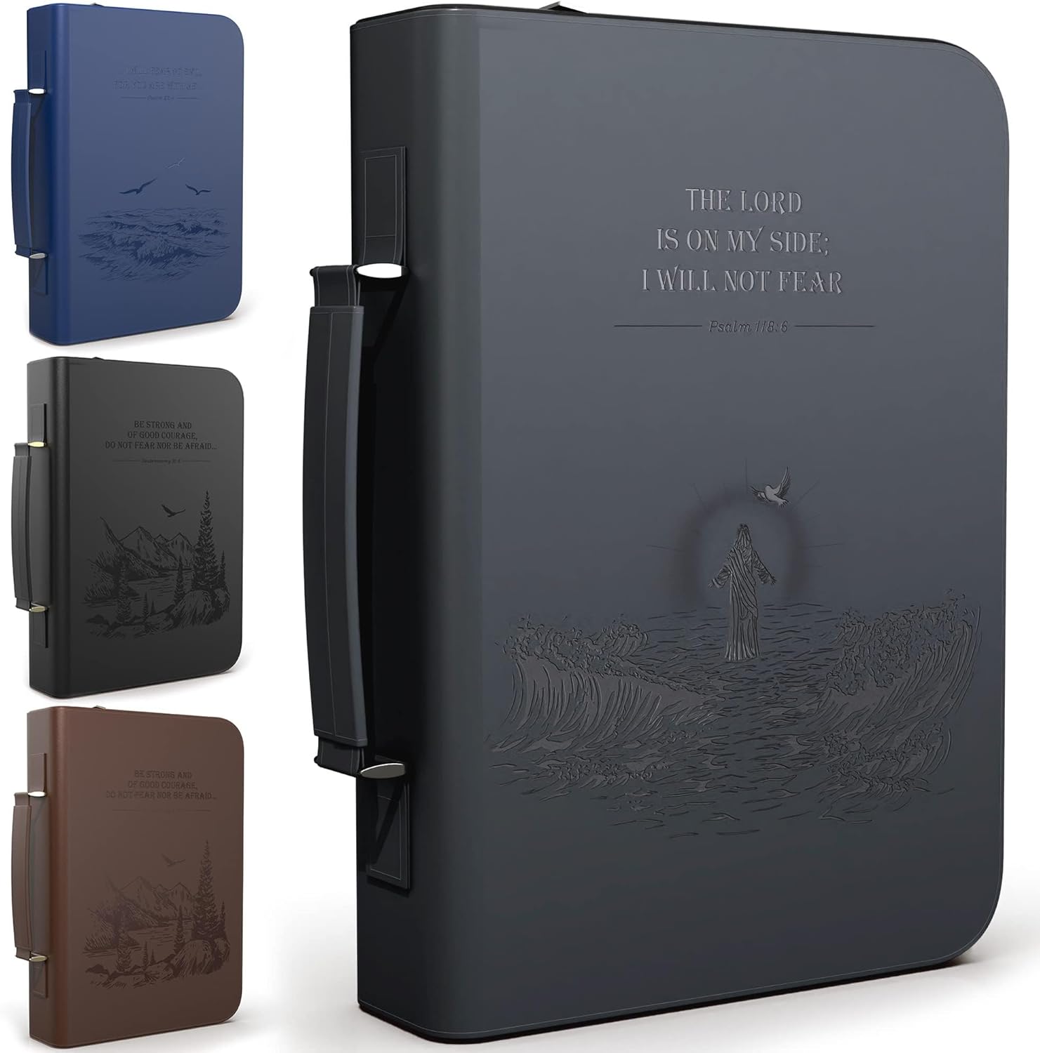 DEHITE Bible Cover Case for Women and Men – Leather Bible Carrying Bag Extra Large Size – Fits Book 11.12 x 8 x 2.12 in – Pen Slots – Zippered Pocket – Premium Faux Leather – Grey Christian Gift Grey Extra Large