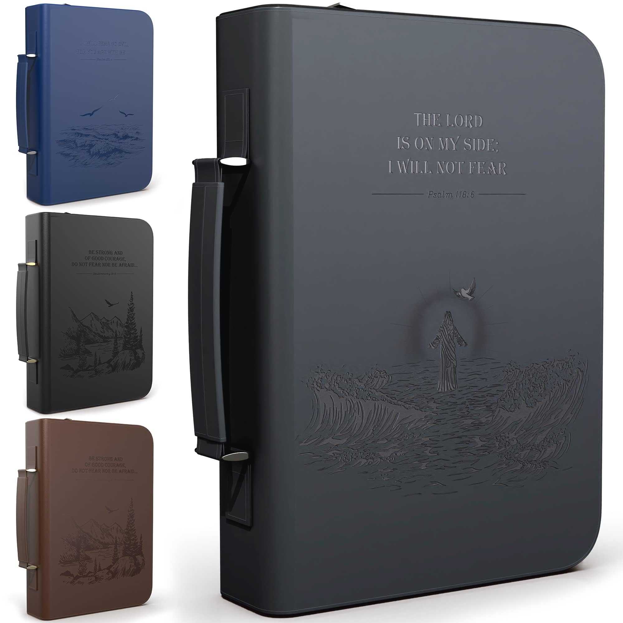 DEHITE Bible Cover Case for Men and Women – Leather Bible Carrying Bag Extra Large Size – Fits Book 11.12 x 8 x 2.12 in – Pen Slots – Zippered Pocket