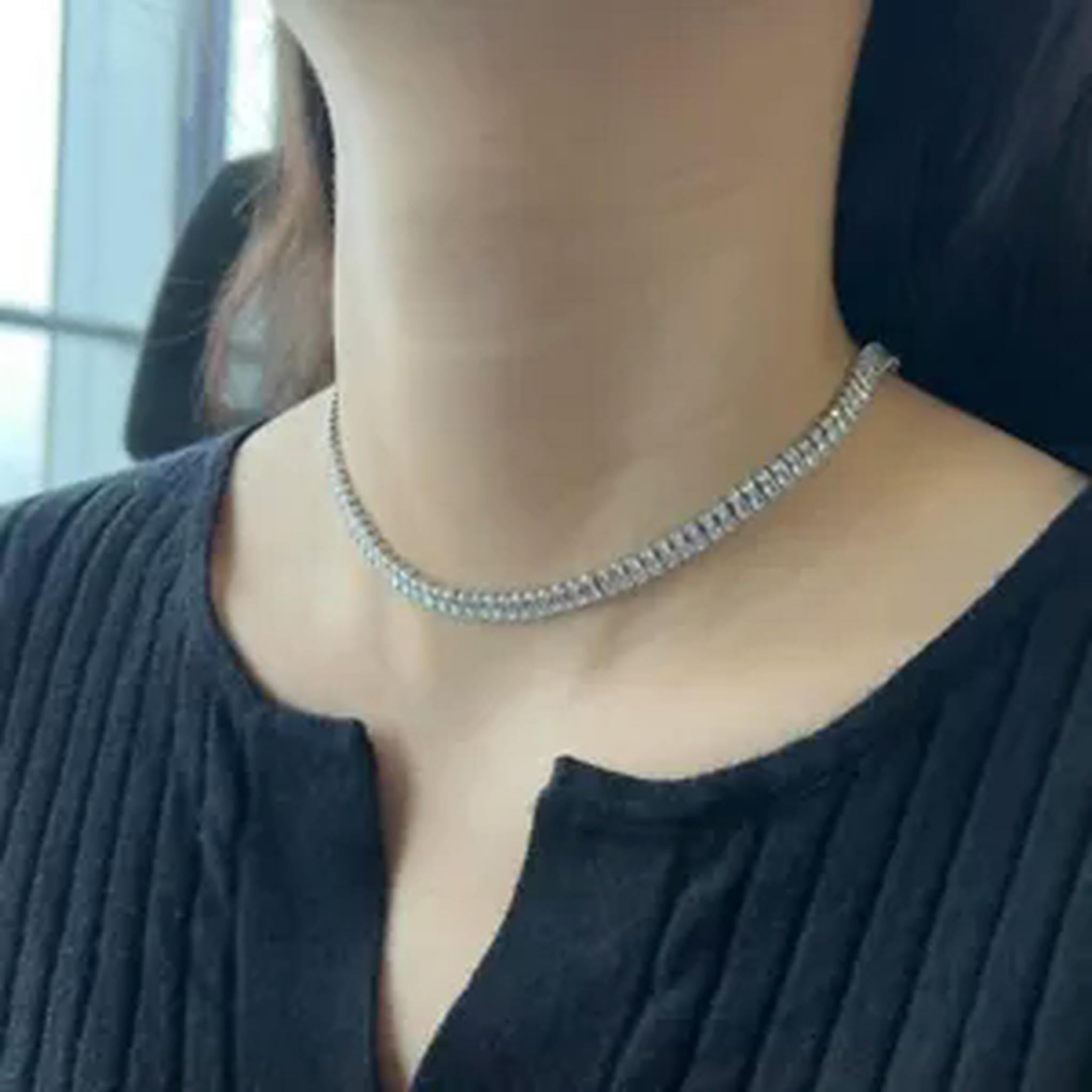 S925 Silber 5A Zirkonia Tennis Halsketten Choker Halsketten Hochzeit-Silber