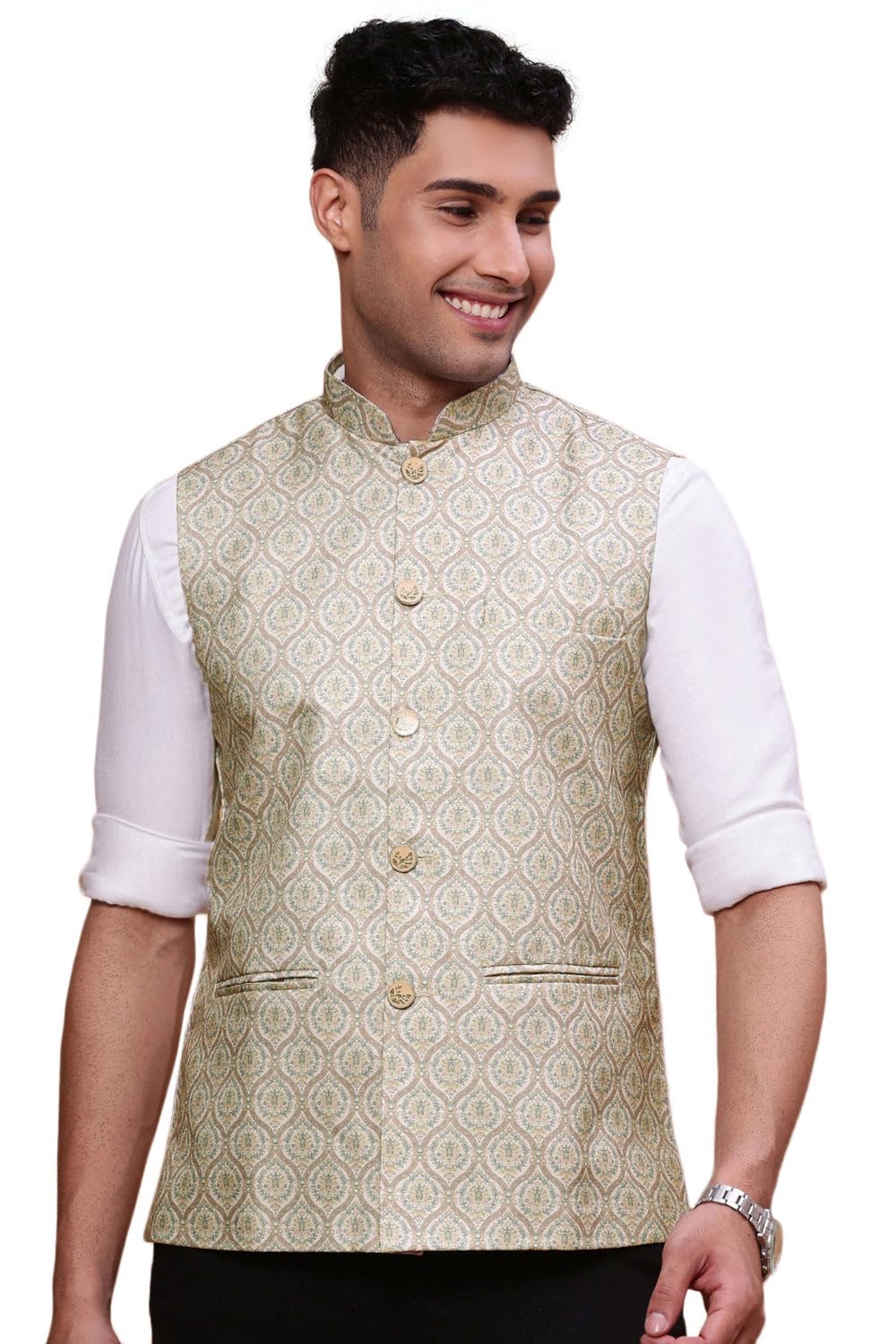 showoffff SHOWOFF Men's Solid Green Slim Fit Nehru Jacket-AD-J-203_Green-picture-14