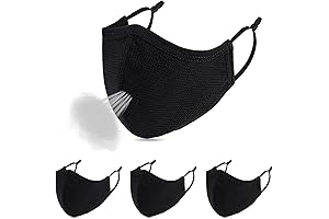 Face Masks For Adults, Black Face Mask, Reusable, Adjustable Ear Loops