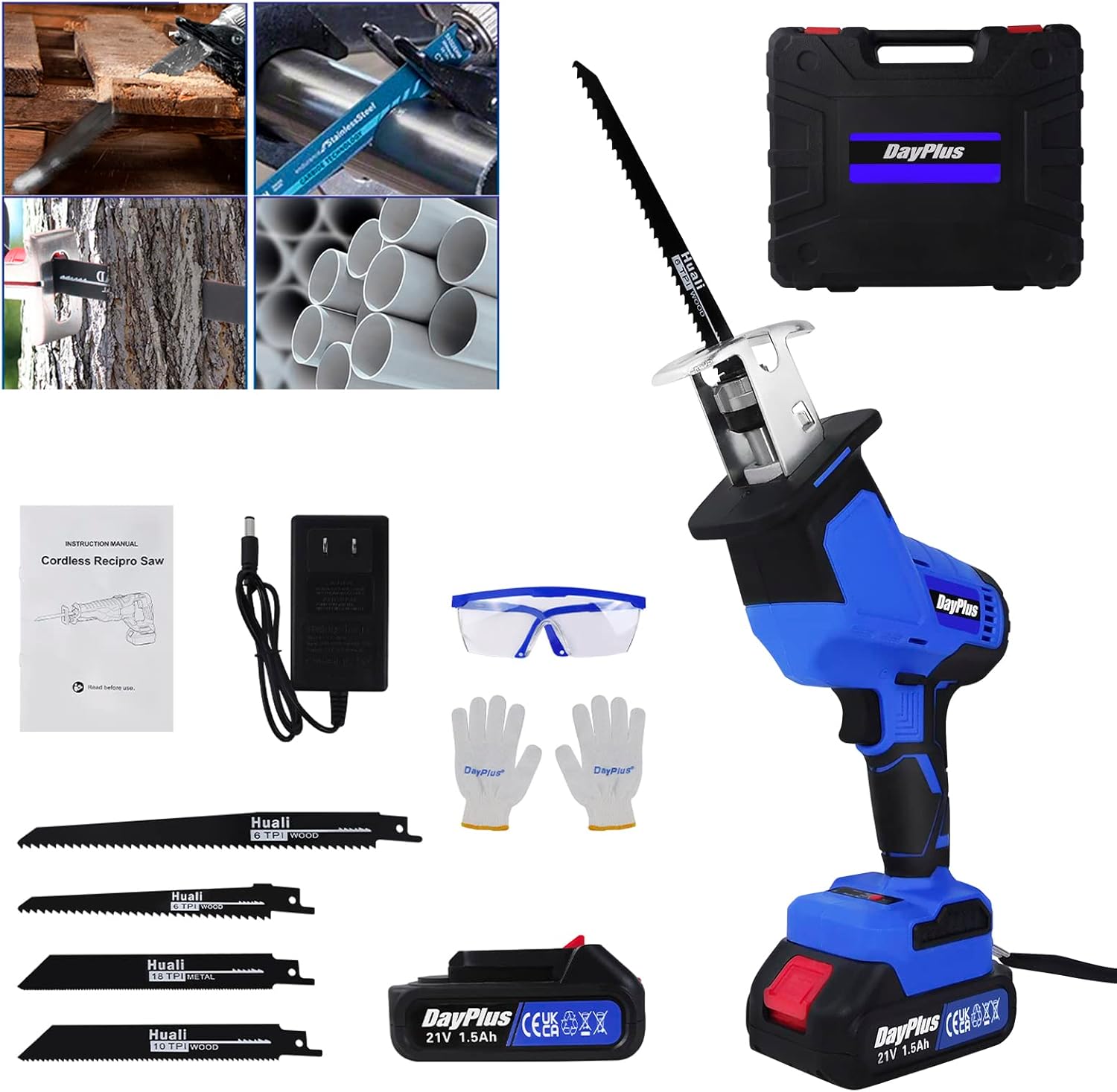 Brushless Reciprocating Saw, 21V Cordless Battery Powered Reciprocating