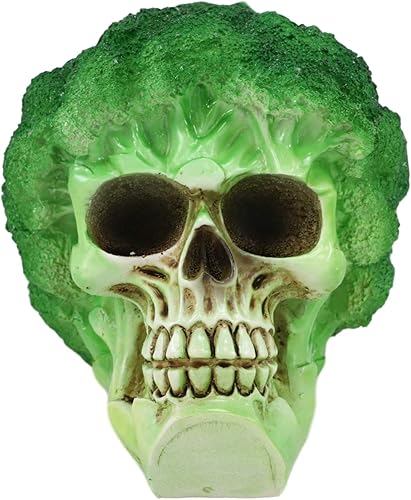 Miniatura 2 de Ebros - Estatua de cráneo de brócoli de verduras verdes de 6.25 pulgadas de largo con temática de ensalada de comida saludable, cabeza de esqueleto,