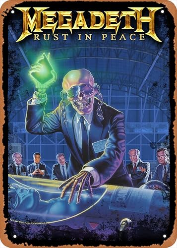 muecddoa Póster de metal con texto en inglés "Rust in Peace", diseño vintage para decoración de pared, 12 x 8 pulgadas