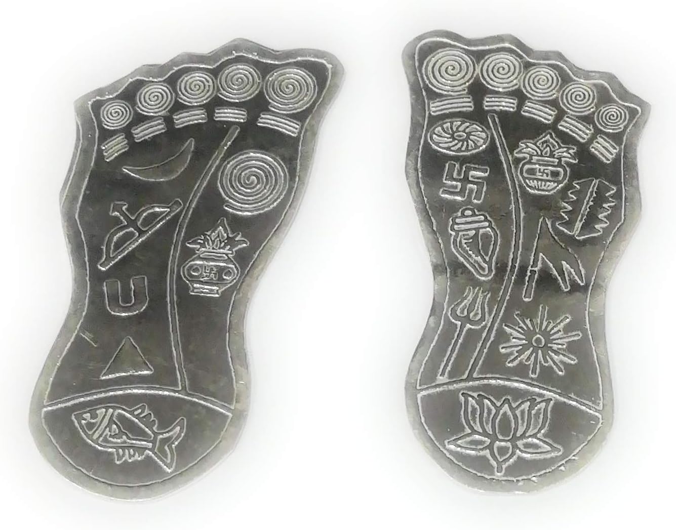 shree jewellers Pure Silver Maa Laxmi Ji Charan Paduka (Feet) for Puja/Aarti/Diwali Hindu Pooja/Mandir/Temple Spiritual Workship, Wealth & Luck ~ 4 Centimetre
