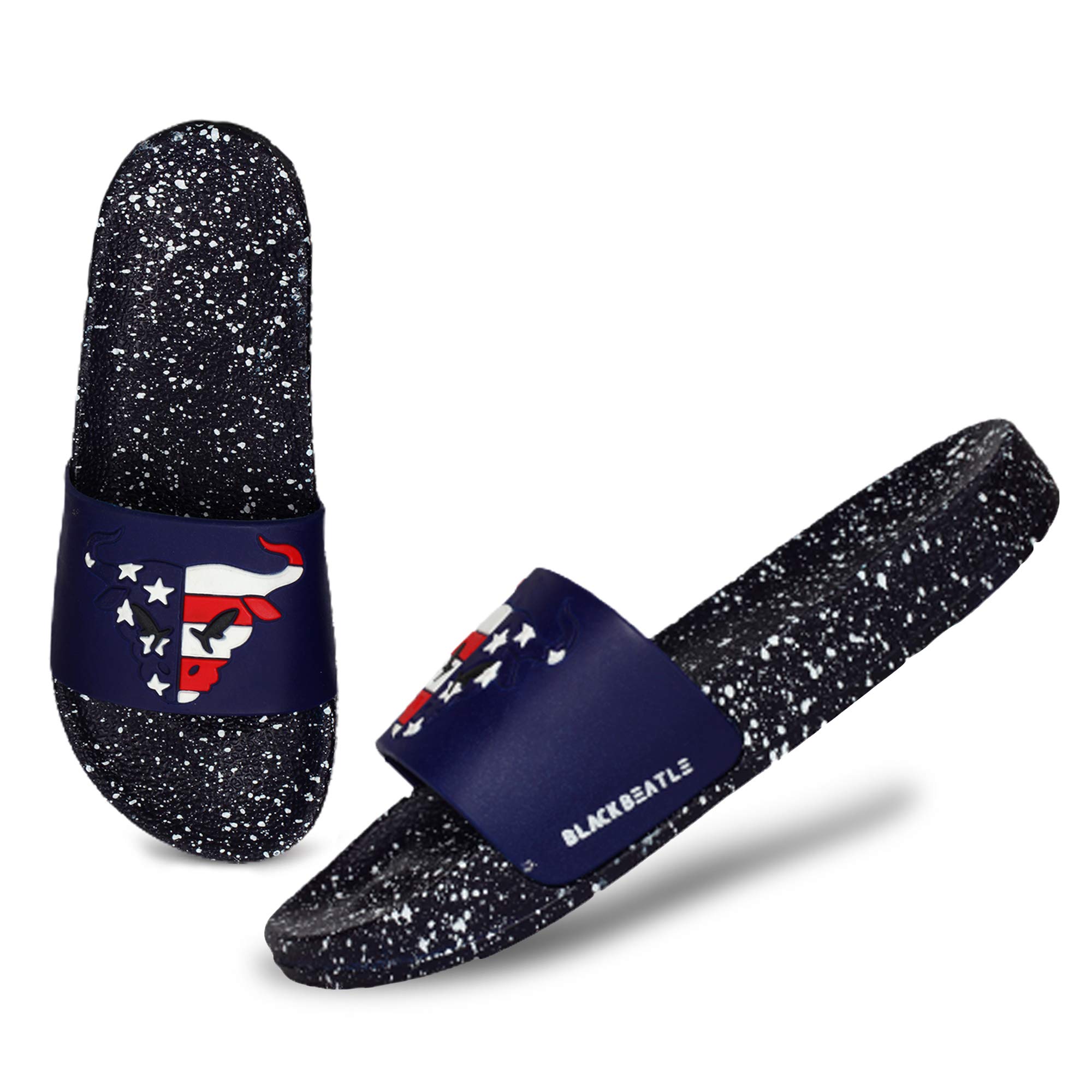 BLACKBEATLE Mens Bull Dotted Flip Flops, White, 40(Euro) (B08HHB8WV9) Amazon Price History, Amazon Price Tracker