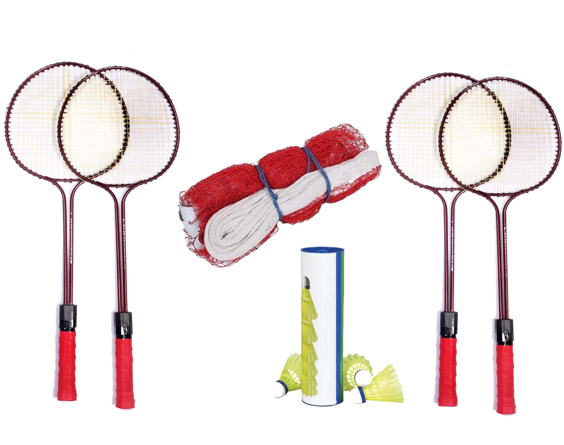 LARA Double Shaft Badminton Racquets Combo Set |Pack of 4 Rackets, 10 Shuttlecocks with Net | Ideal for Beginner | Badminton Kit | Lightweight & Strong (Multicolor) Badminton Set-image-38