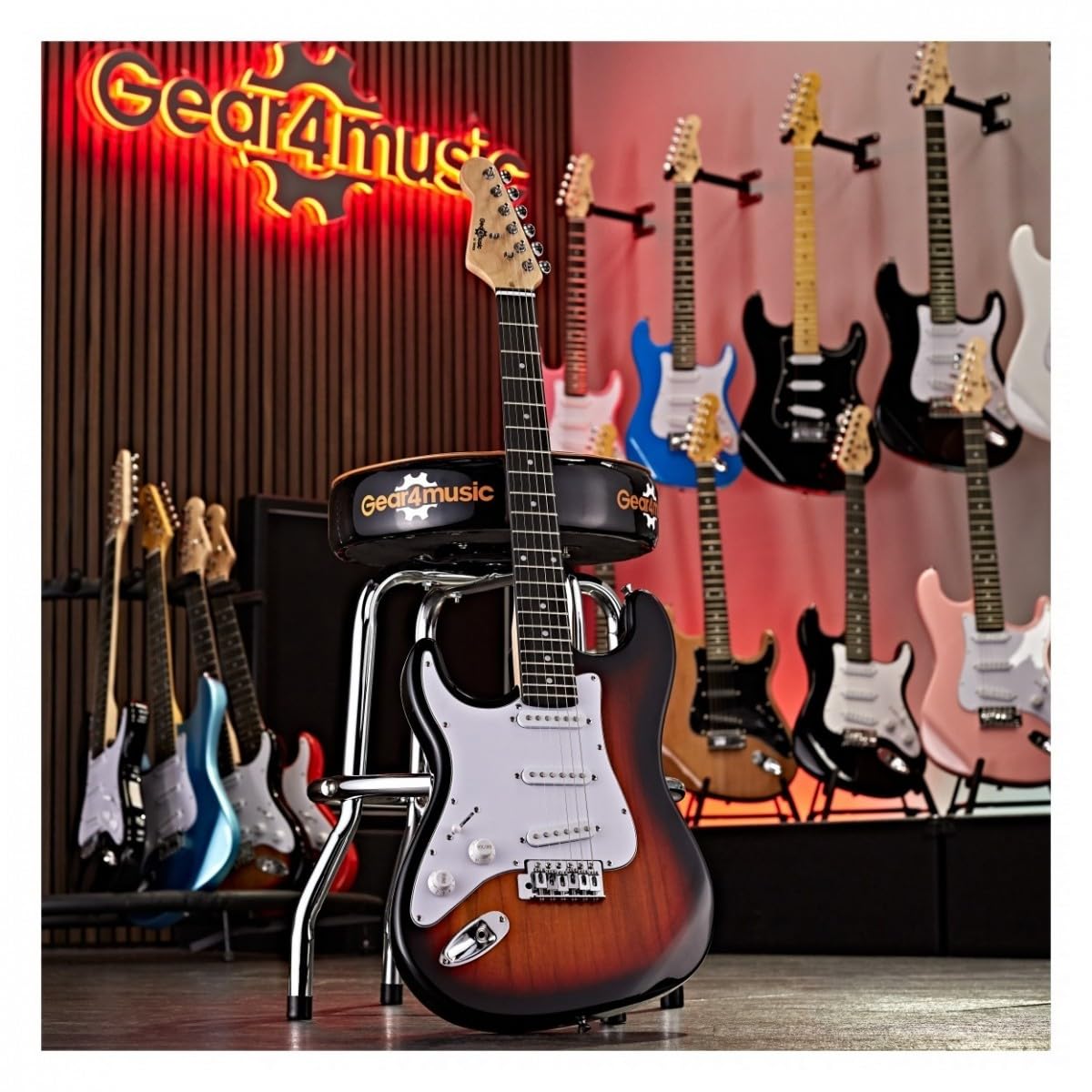 Gear4music Gaucher Taille standard Guitare électrique LA Series, Sunburst