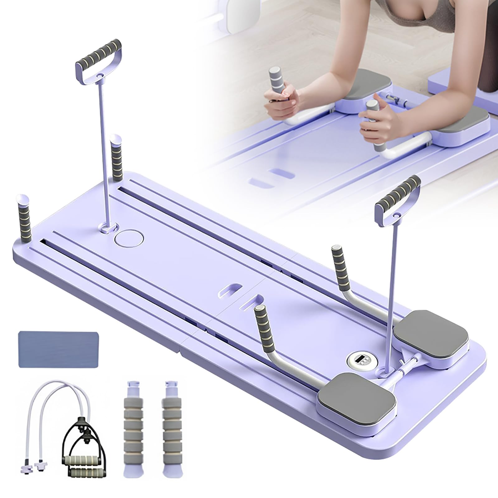 Pilates Board, set pieghevole per pilates, per la casa, multifunzione, con contatore, rimbalzo automatico per la forza nucleare e l'allenamento addominale
